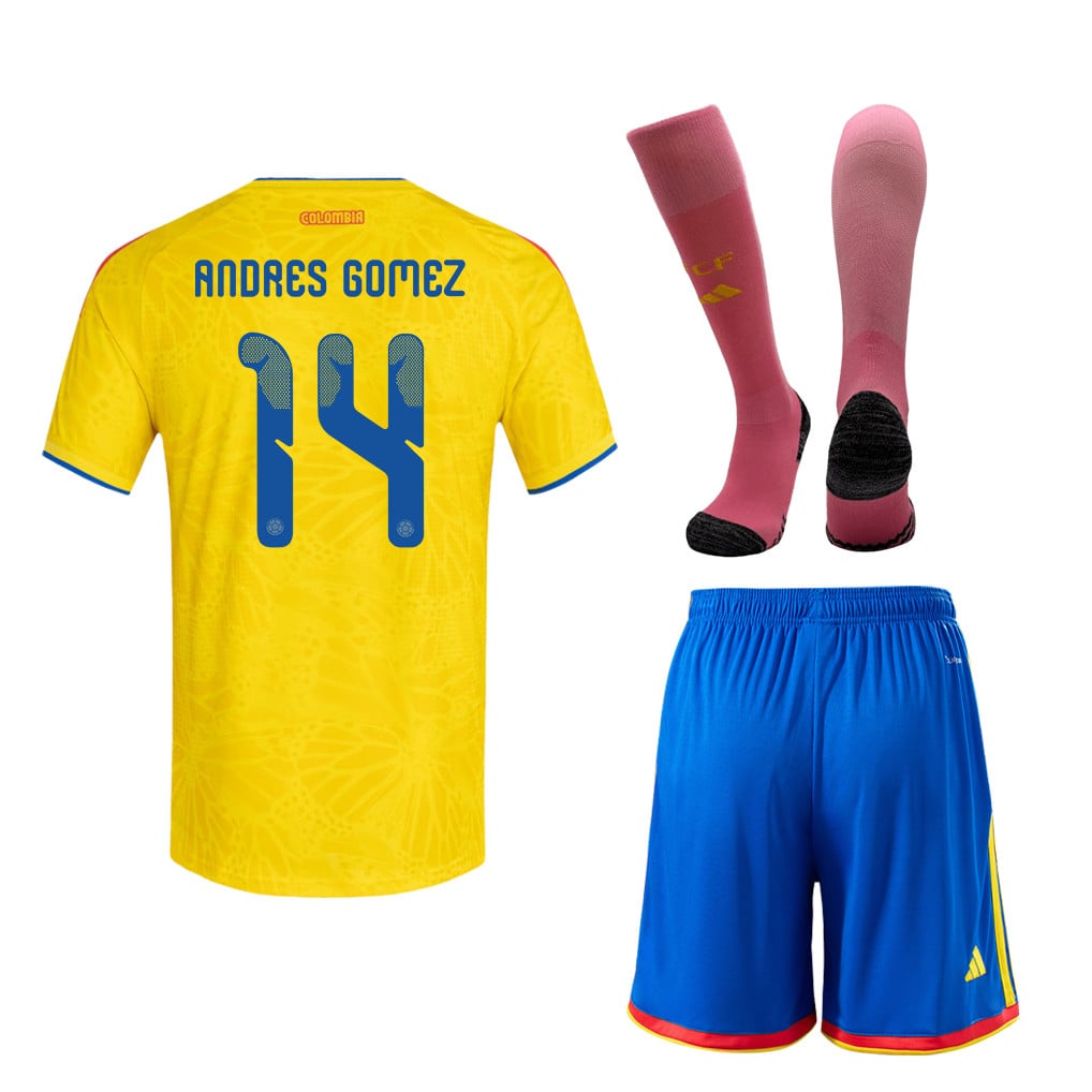 Andres Gomez 14 Colombia 2026 Home Men Kit Set – Yellow
