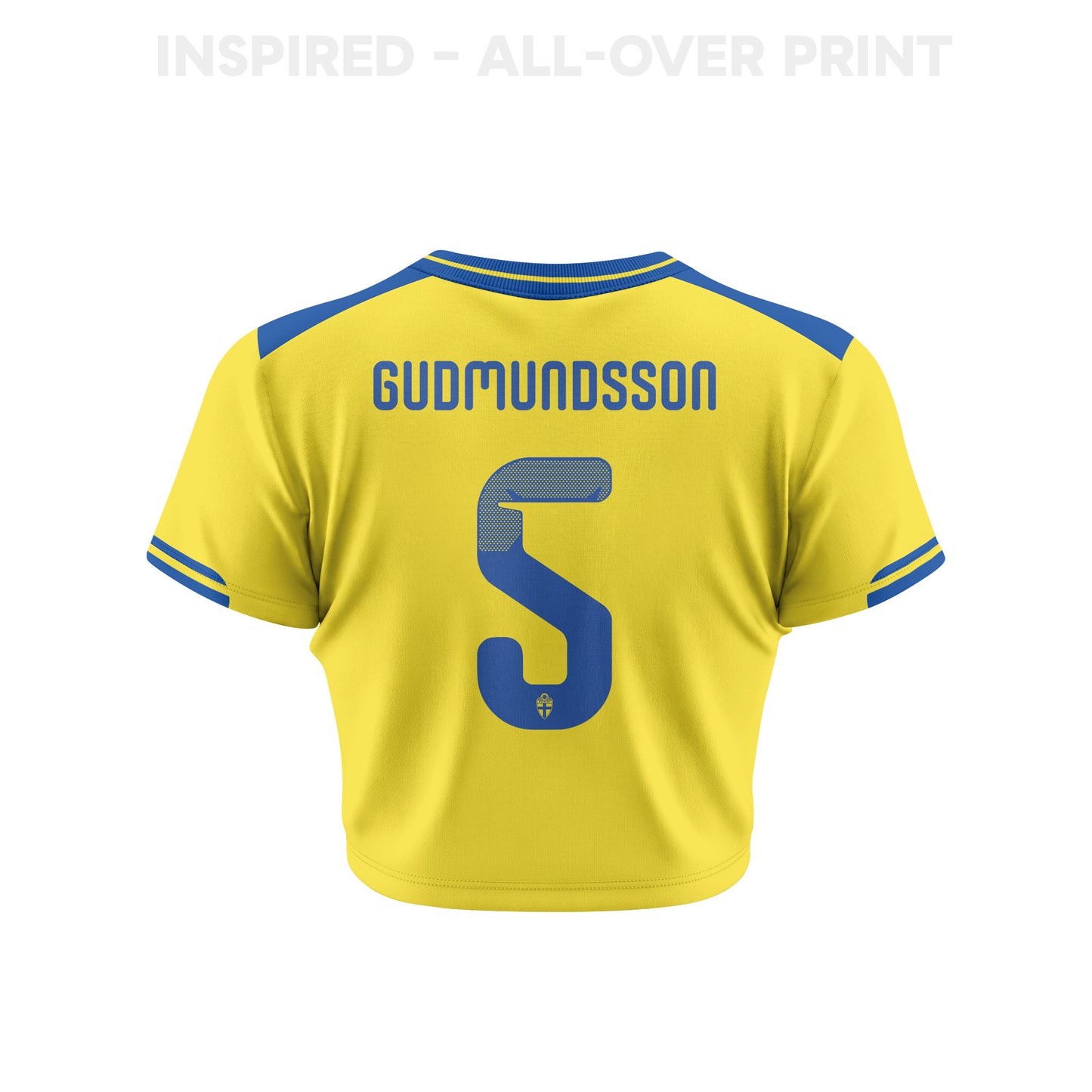 Gabriel Gudmundsson 5 Sweden 2026 Women's Home All-Over Print Cropped Jersey - Yellow