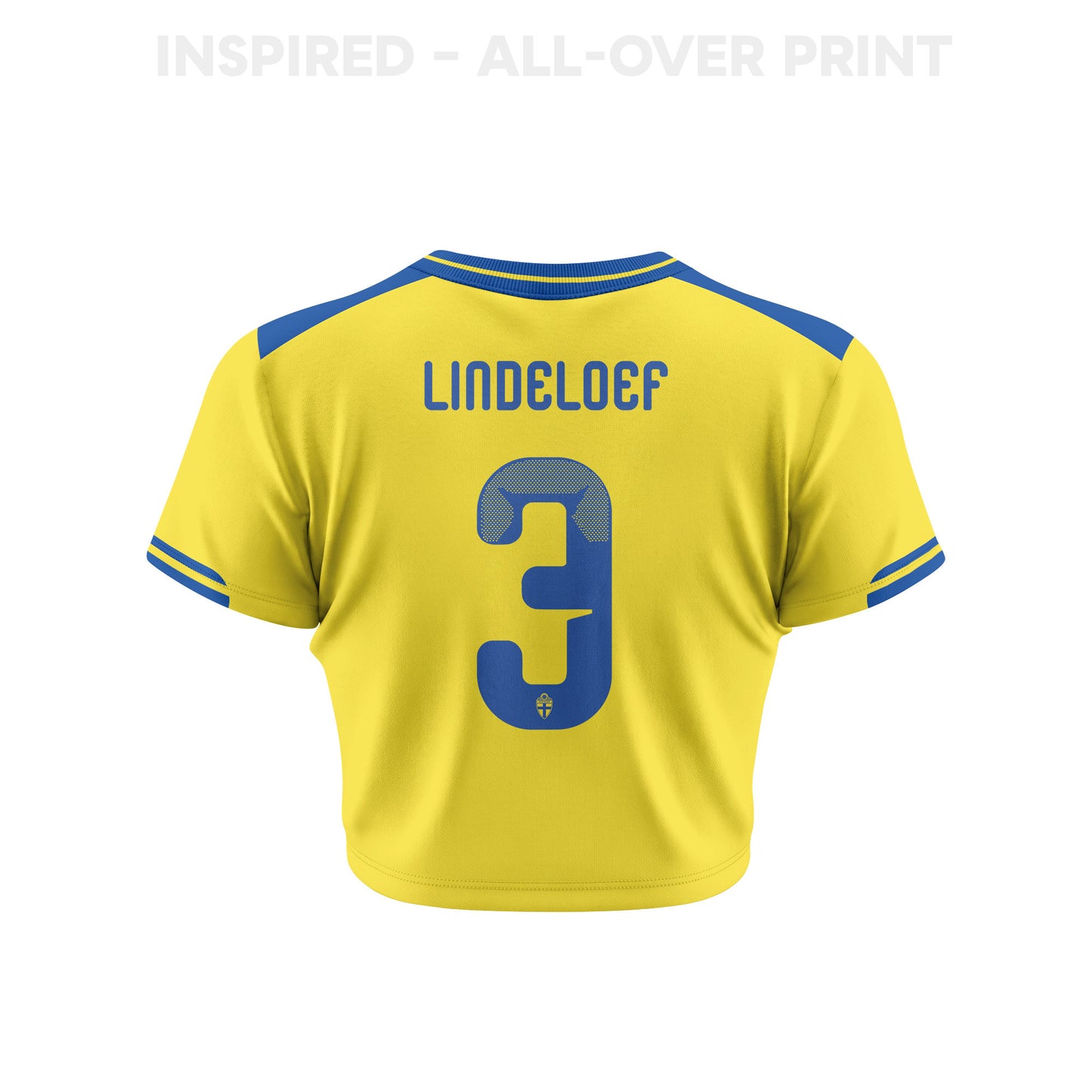 Victor Lindeloef 3 Sweden 2026 Women's Home All-Over Print Cropped Jersey - Yellow