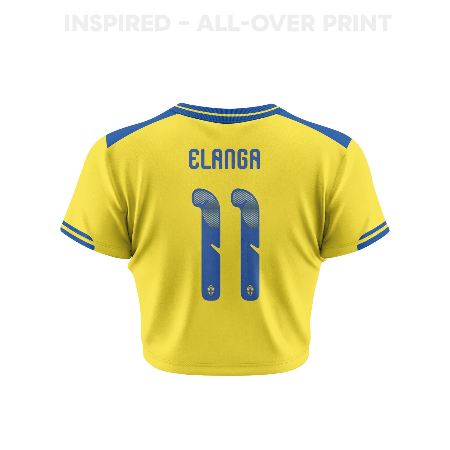 Anthony Elanga 11 Sweden 2026 Women's Home All-Over Print Cropped Jersey - Yellow