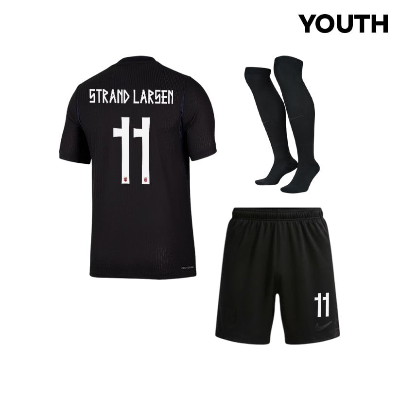 Joergen Strand Larsen 11 Norway 2026 YOUTH Away Kit Set – Black