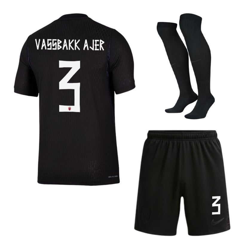 Kristoffer Vassbakk Ajer 3 Norway 2026 Away Men Kit Set – Black