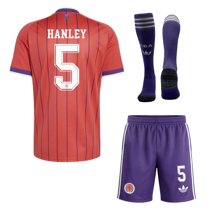 Grant Hanley 5 Scotland 2026 Away Men Kit Set – Red/Purple