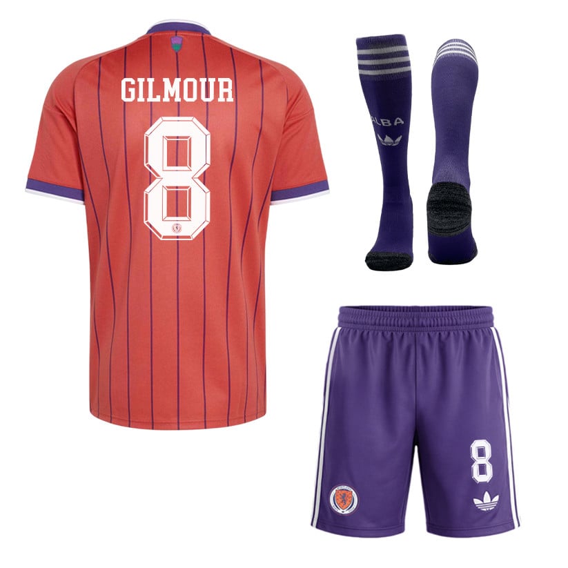 Billy Gilmour 8 Scotland 2026 Away Men Kit Set – Red/Purple