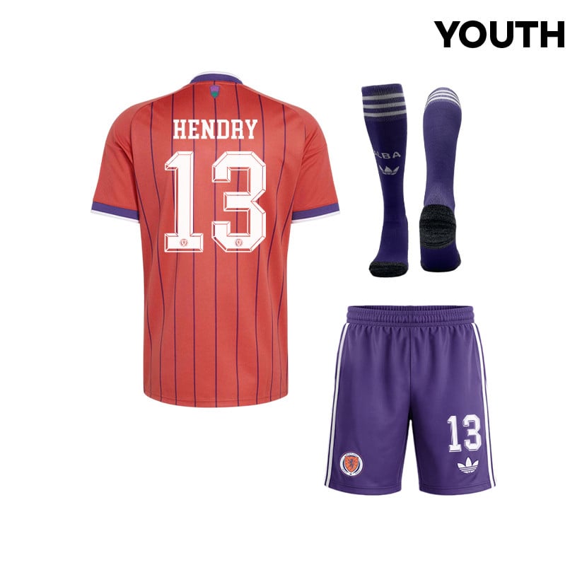 Jack Hendry 13 Scotland 2026 YOUTH Away Kit Set – Red/Purple