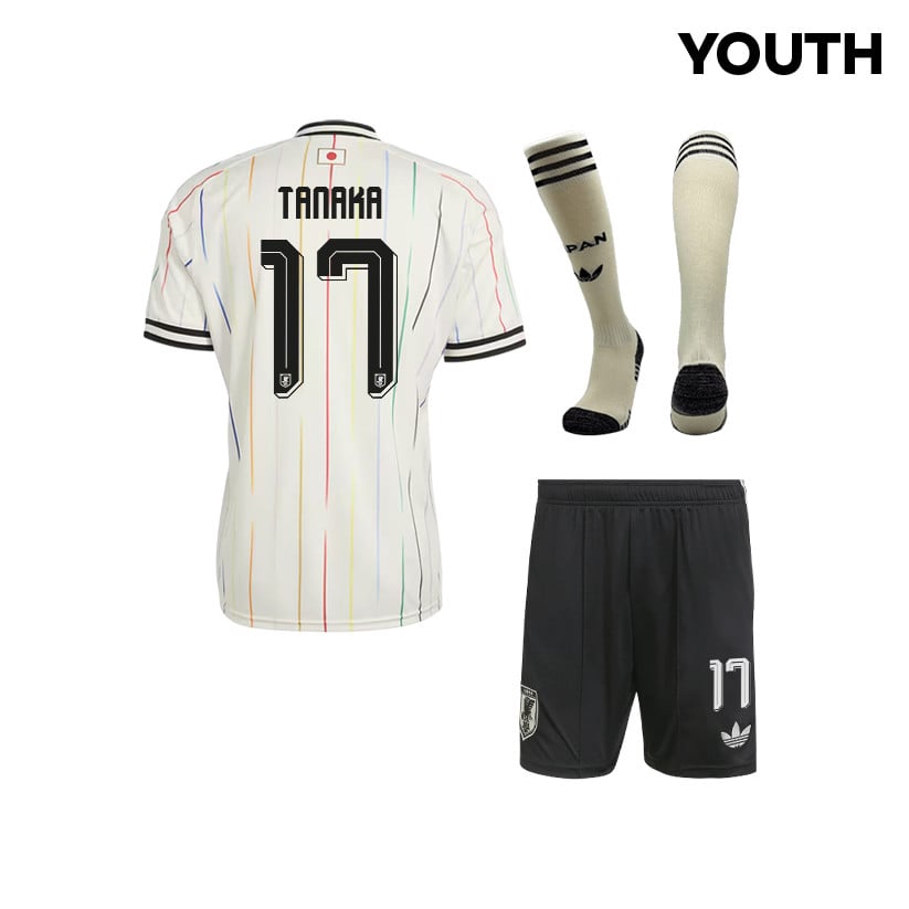 Ao Tanaka 17 Japan 2026 YOUTH Away Kit Set – Off White/Black
