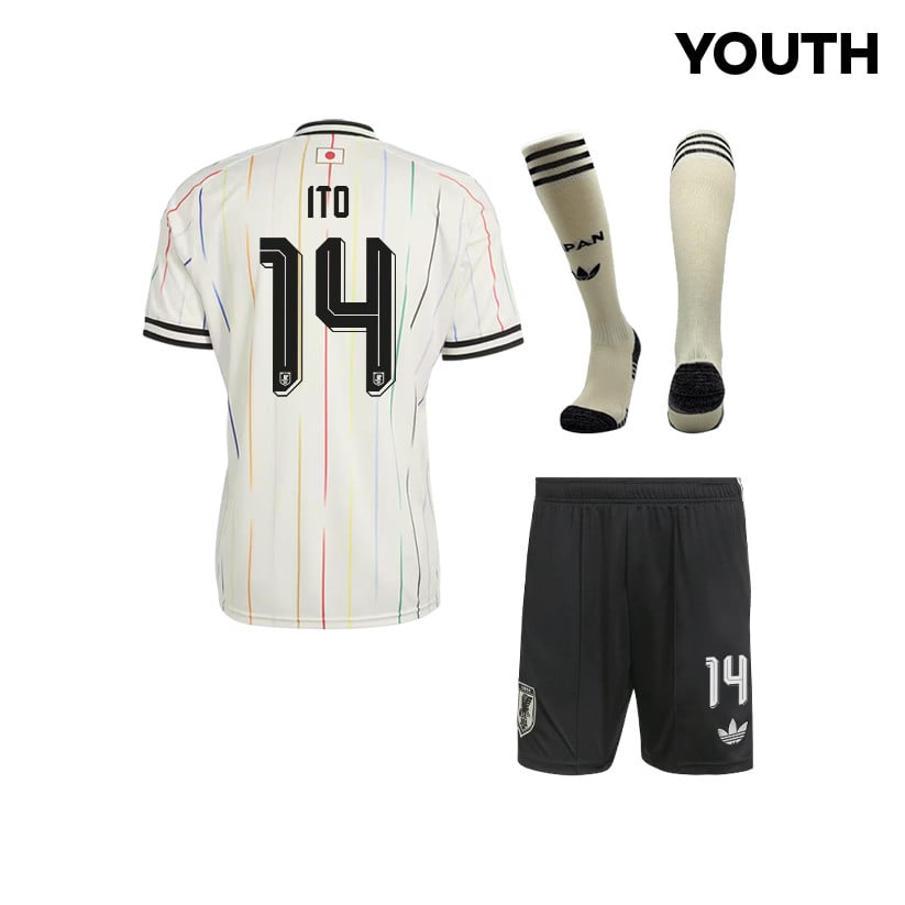 Junya Ito 14 Japan 2026 YOUTH Away Kit Set – Off White/Black