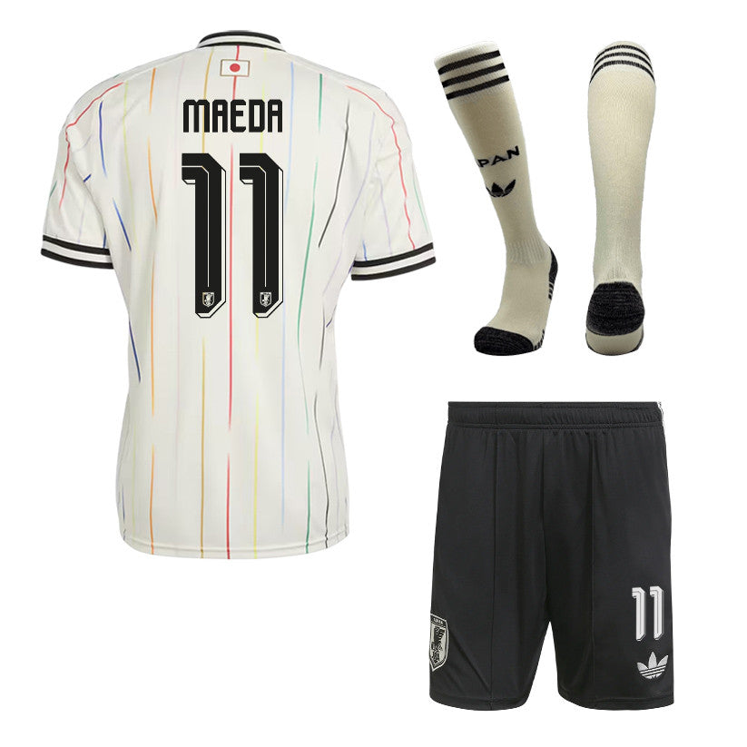Daizen Maeda 11 Japan 2026 Away Men Kit Set – Off White/Black