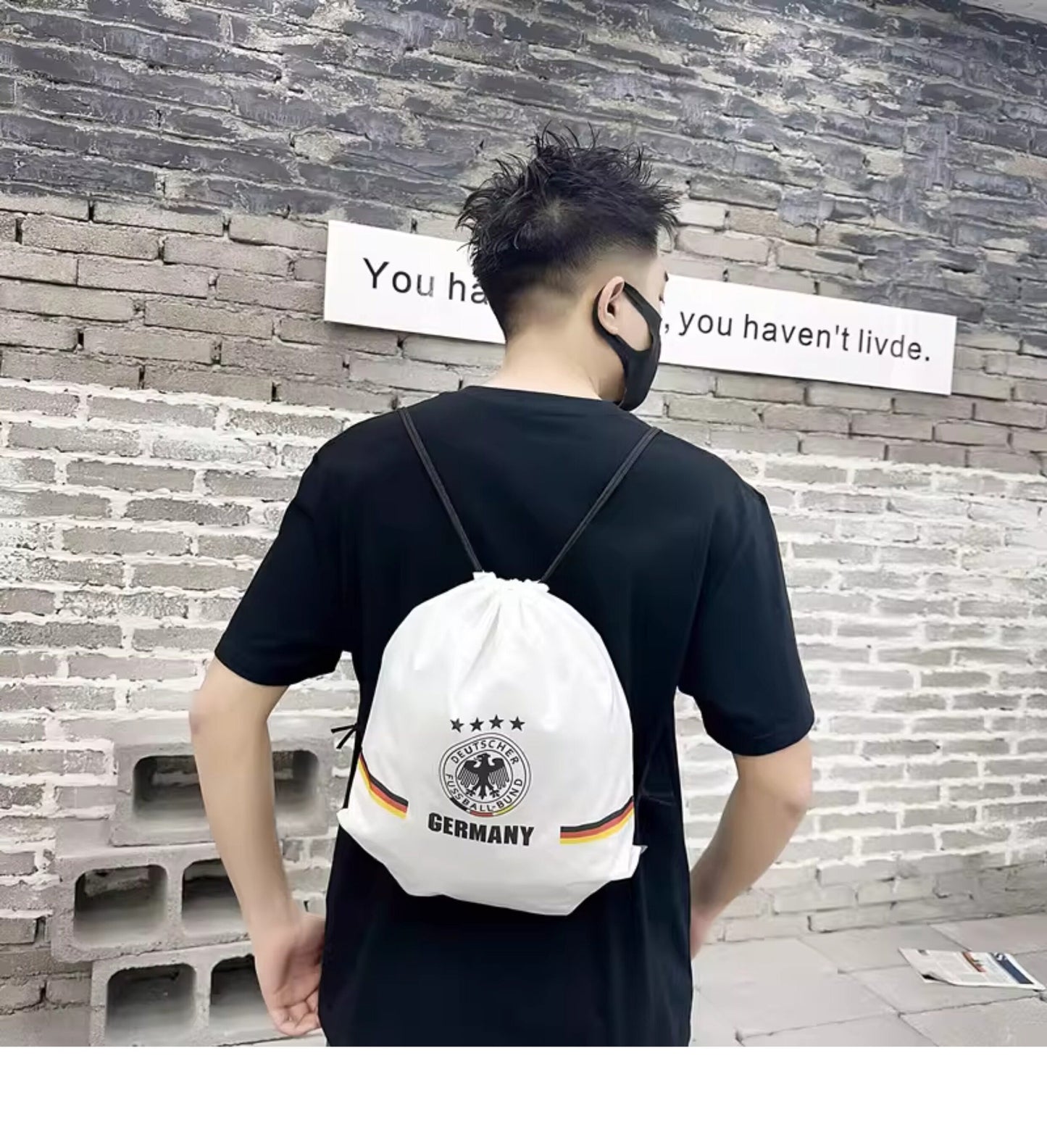 Germany Soccer Fan Drawstring Bag – World Cup 2026 Edition - White