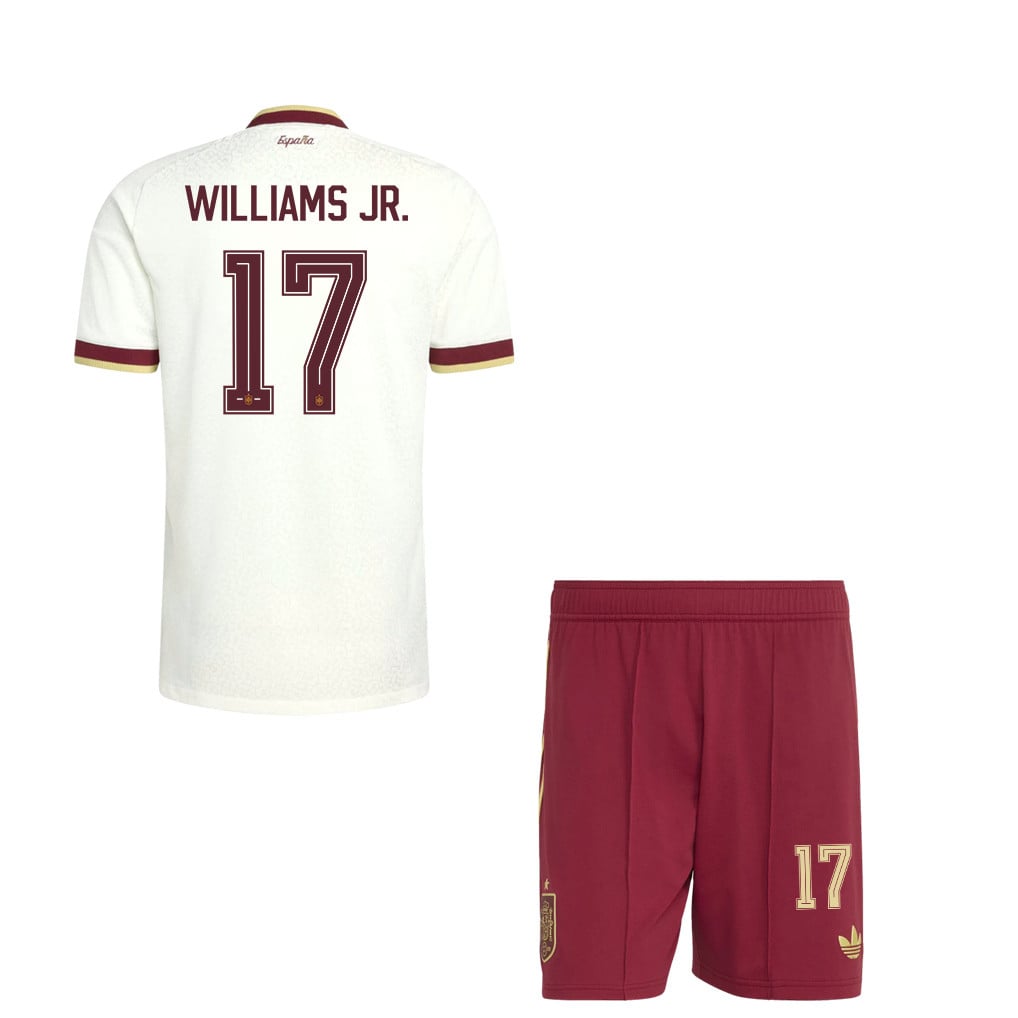 Nico Williams 17 Spain 2026 Away Men Jersey & Shorts Set – White And Red
