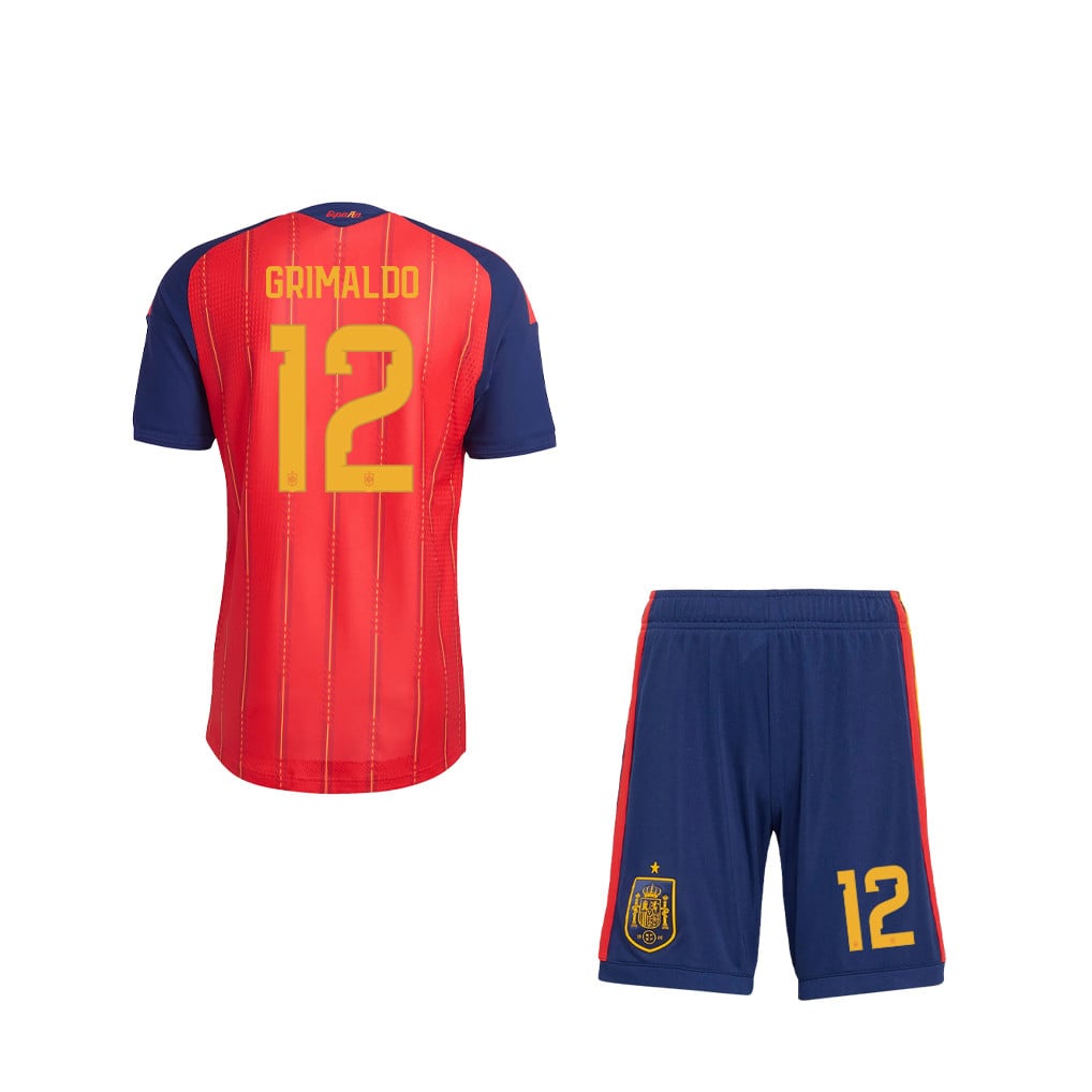 Álex Grimaldo 12 Spain 2026 YOUTH Home Jersey & Shorts Set - Red