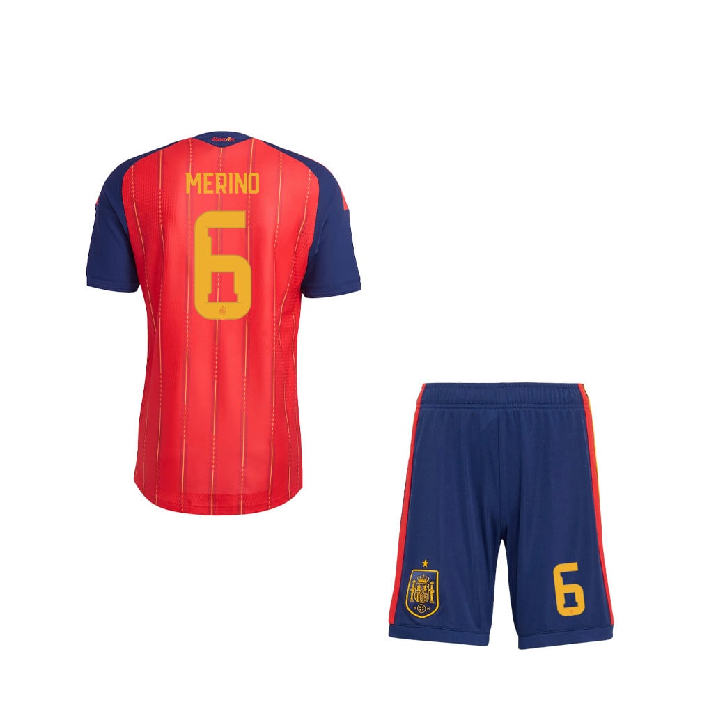 Mikel Merino 6 Spain 2026 YOUTH Home Jersey & Shorts Set - Red