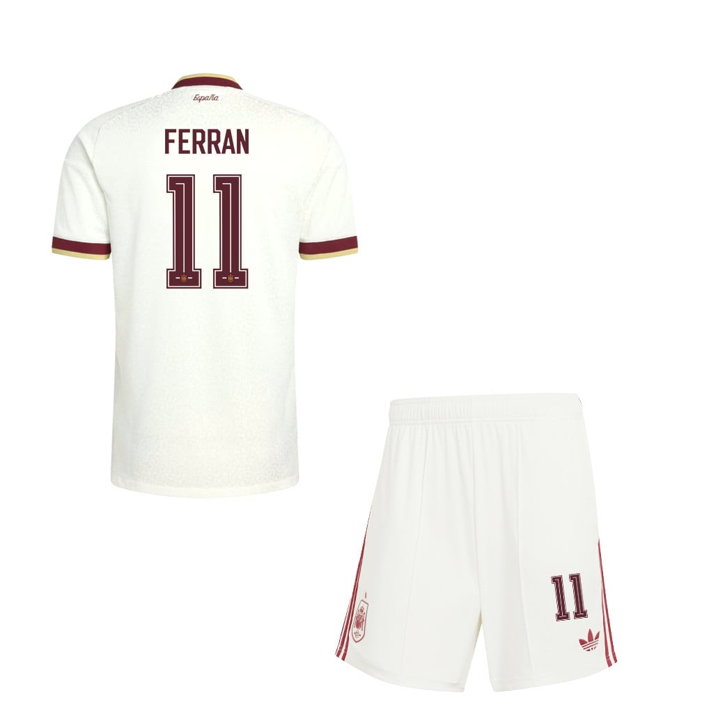 Ferran Torres 11 Spain 2026 YOUTH Away Jersey & Shorts Set - White