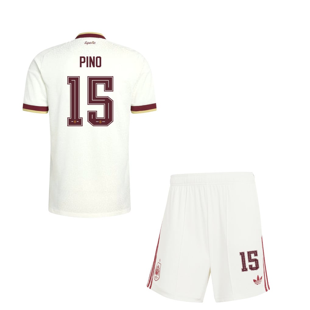 Yeremy Pino 15 Spain 2026 YOUTH Away Jersey & Shorts Set - White