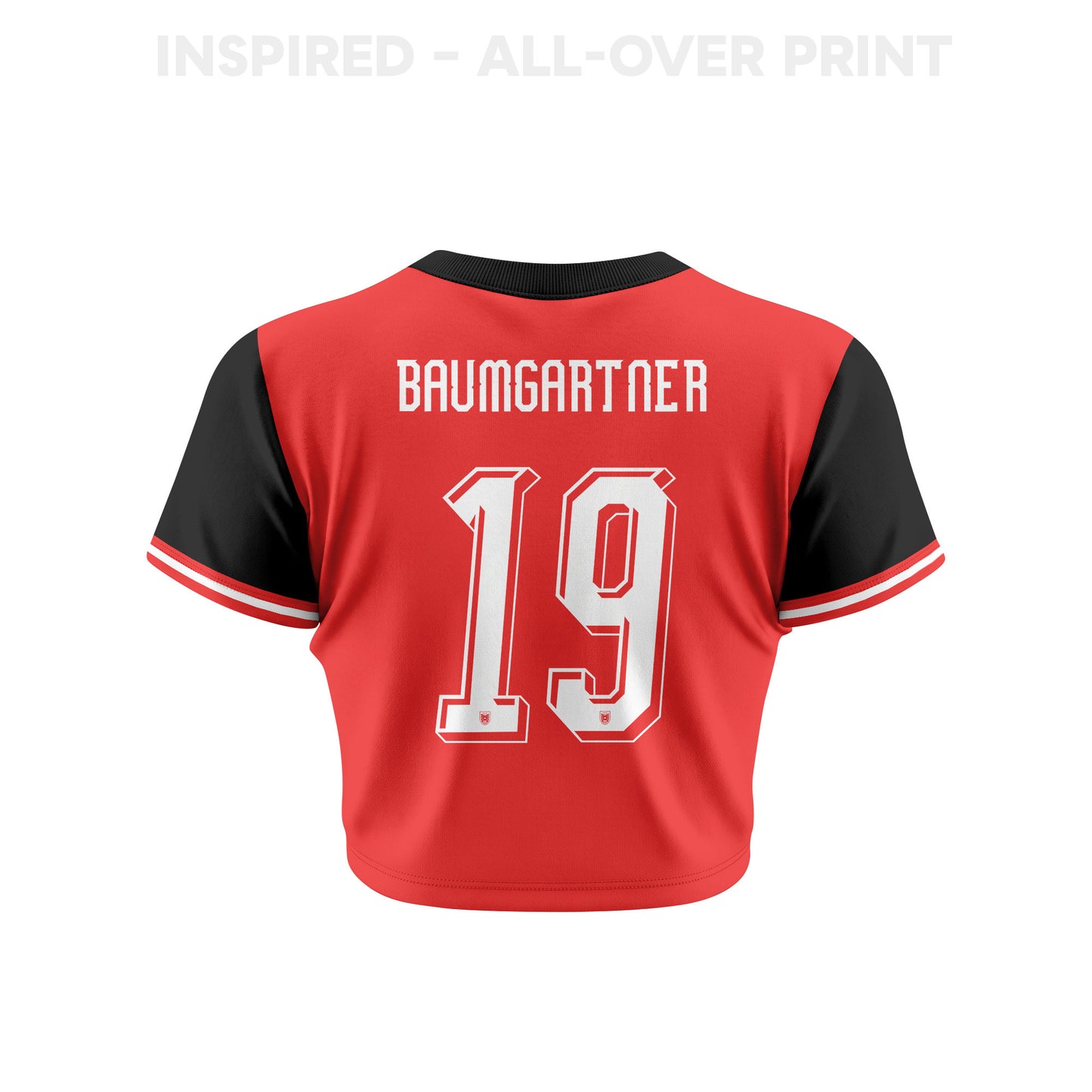 Christoph Baumgartner 19 Austria 2026 Women's Home All-Over Print Cropped Jersey - Red
