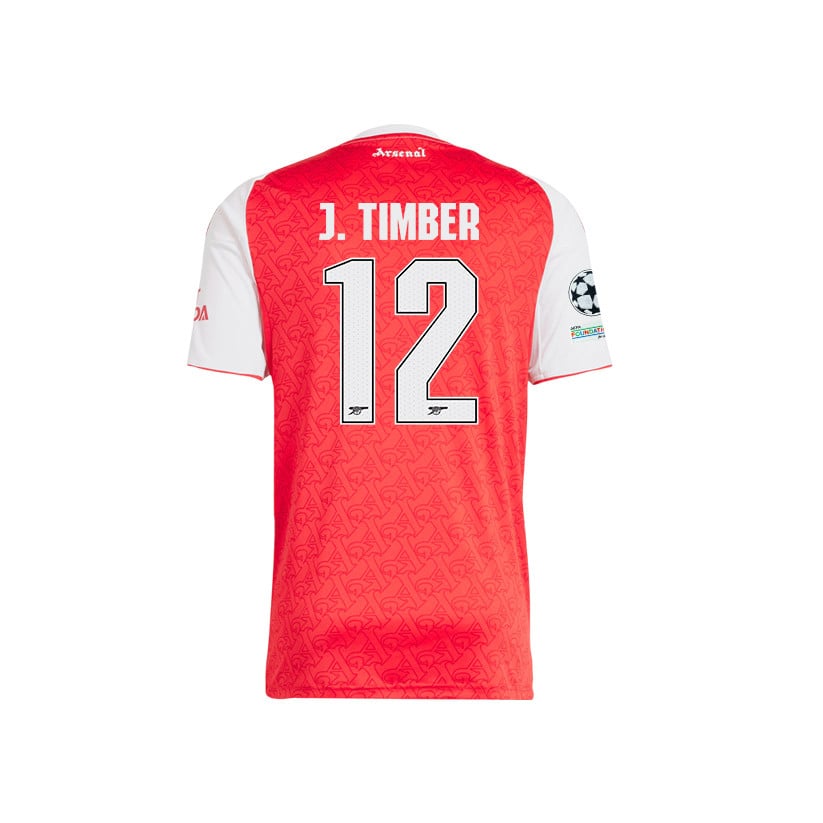 Jurriën Timber 12 Arsenal 25/26 Home Jersey – Final Match Details Edition, Red/White