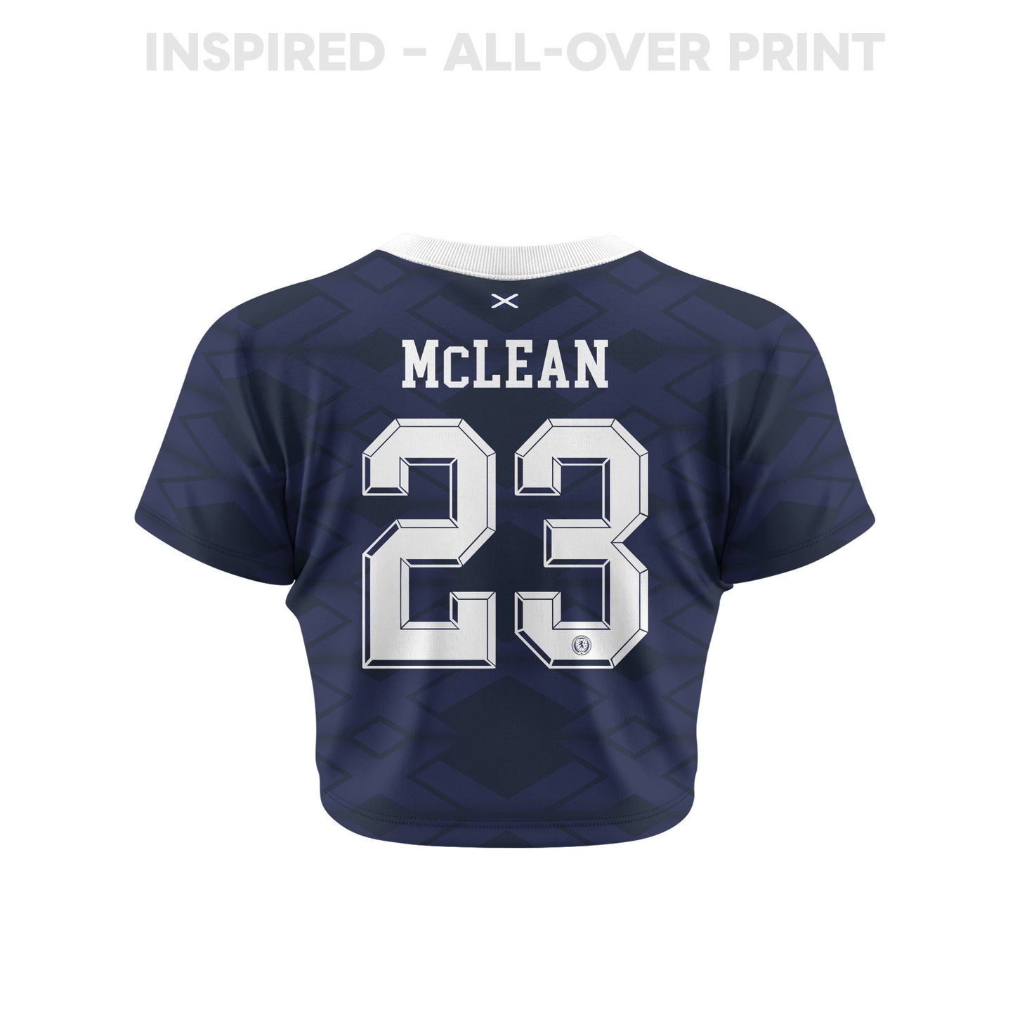 Kenny McLean 23 Scotland 2026 Women's Home All-Over Print Cropped Jersey - Navy