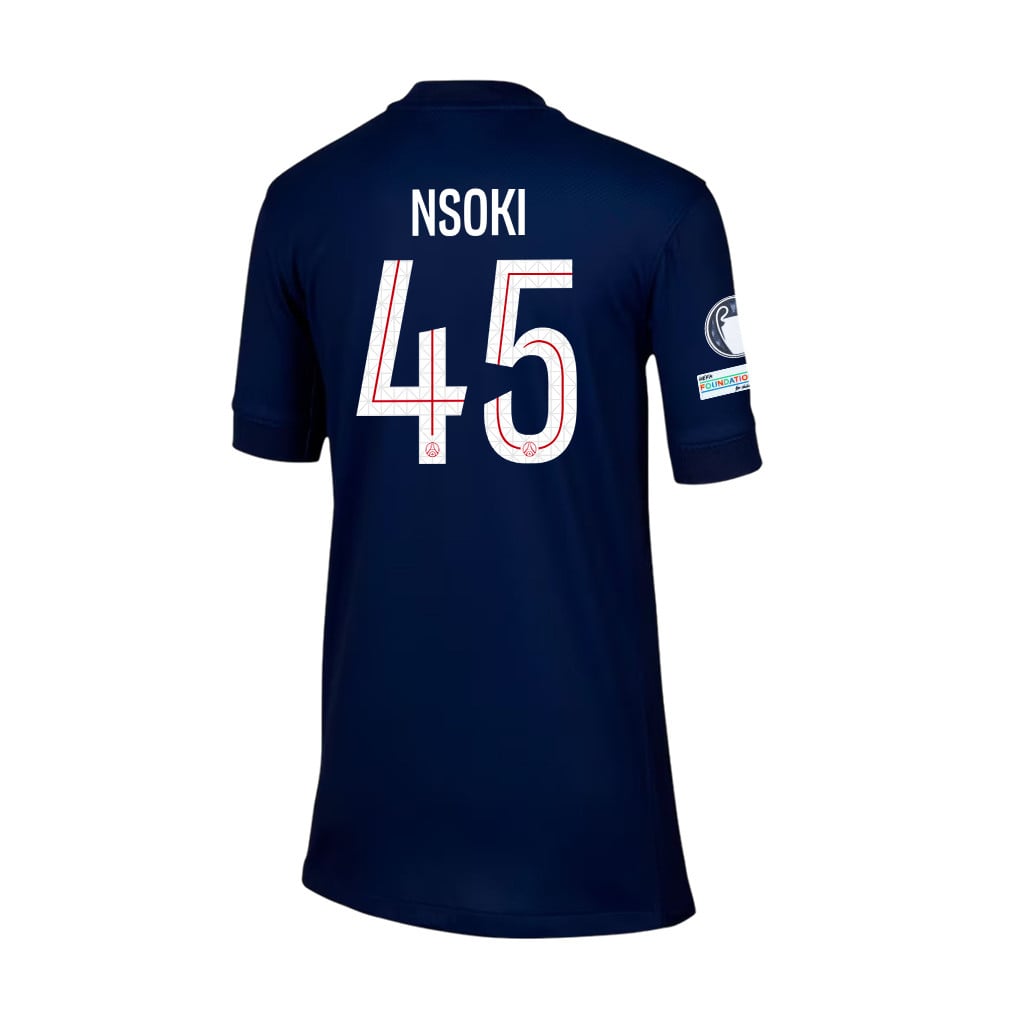 Noah Nsoki 45 Paris Saint-Germain 2025/26 Final Match Detail Home Jersey – YOUTH, Navy