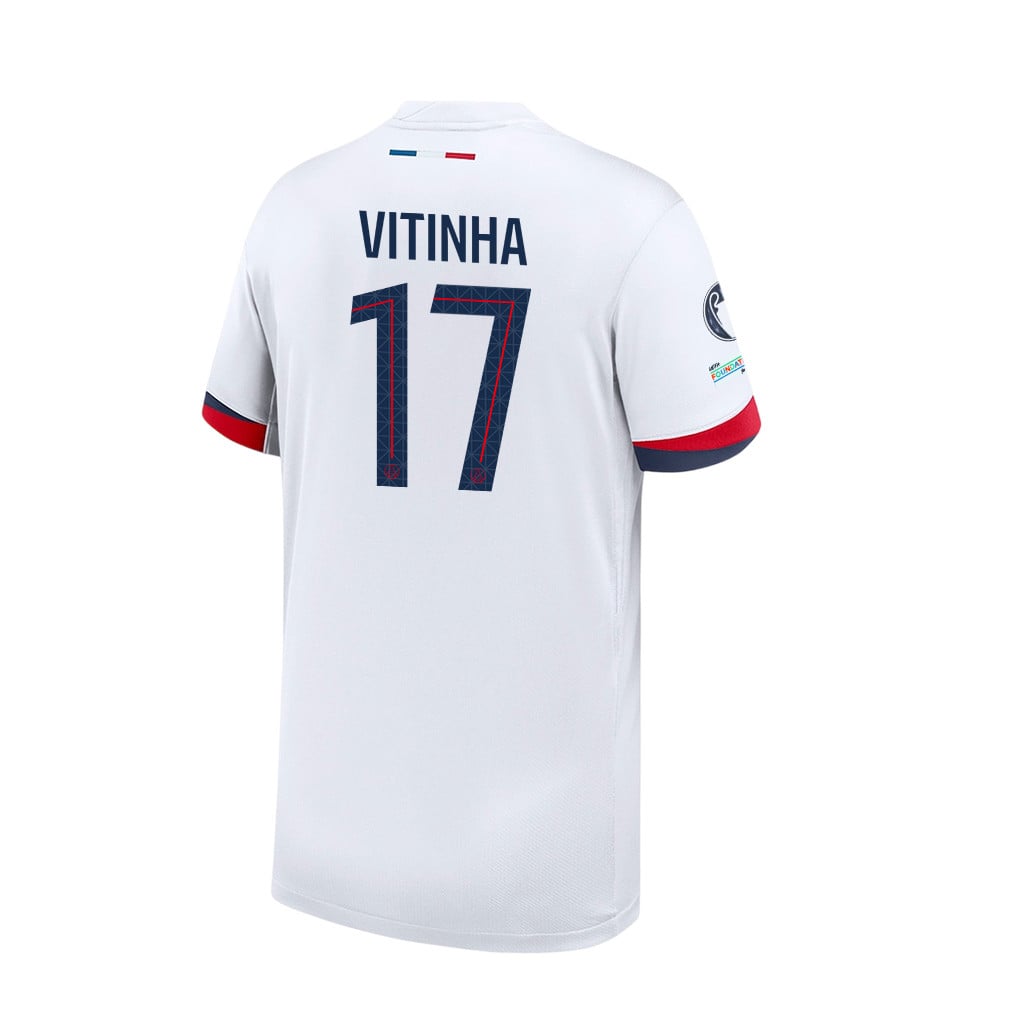 Vitinha 17 Paris Saint-Germain 2025/26 Final Match Detail Away Jersey – YOUTH, White