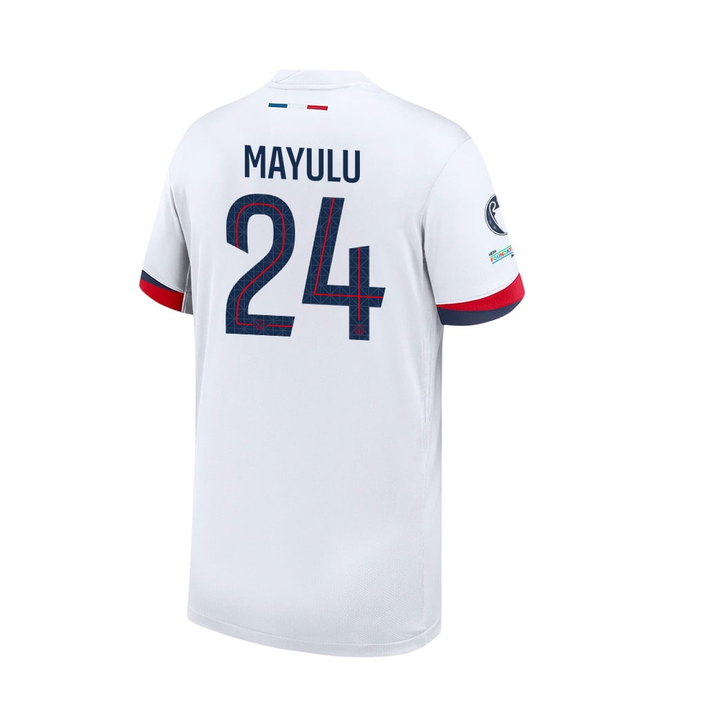 Senny Mayulu 24 Paris Saint-Germain 2025/26 Final Match Detail Away Jersey – YOUTH, White
