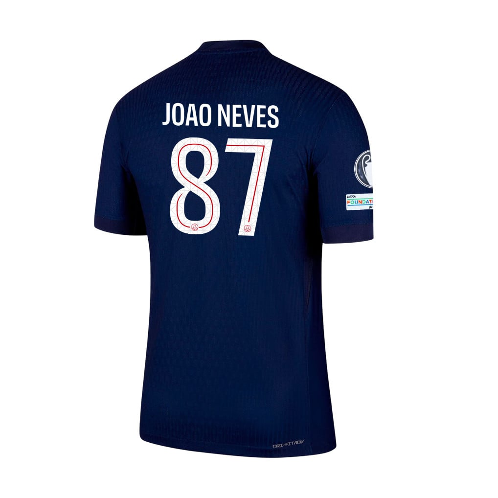 João Neves 87 Paris Saint-Germain 25/26 Final Match Detail Home Jersey – Men, Navy