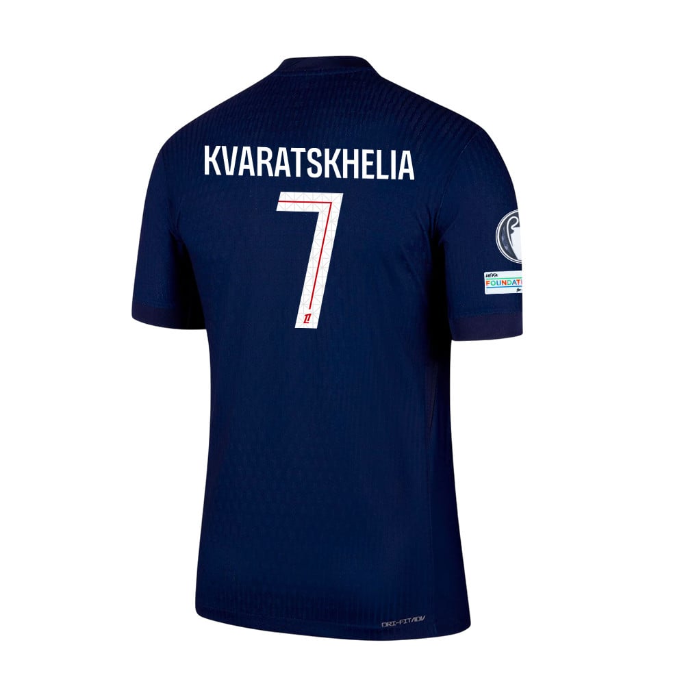 Khvicha Kvaratskhelia 7 Paris Saint-Germain 25/26 Final Match Detail Home Jersey – Men, Navy