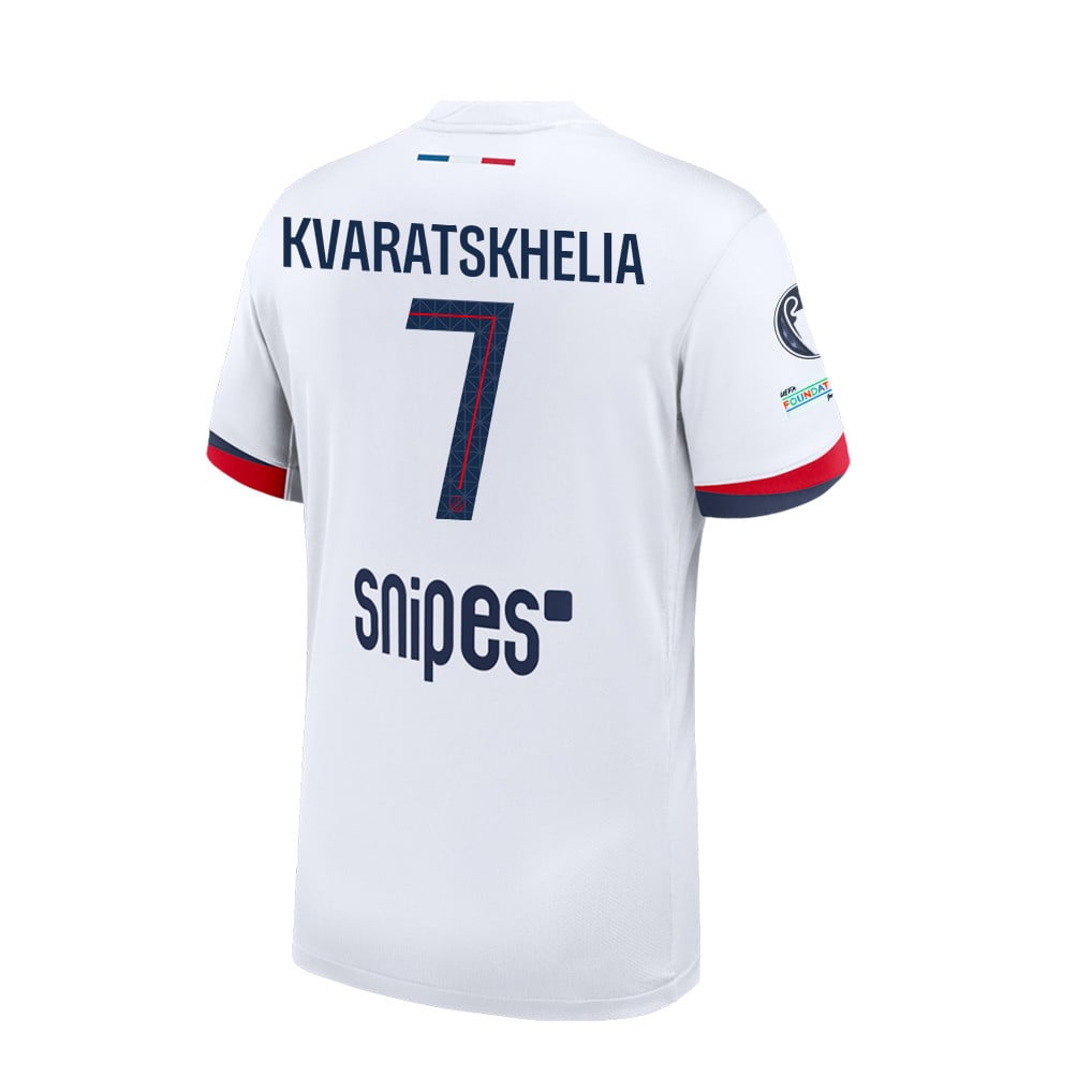Khvicha Kvaratskhelia 7 Paris Saint-Germain 25/26 Final Match Detail Away Jersey – Men, White