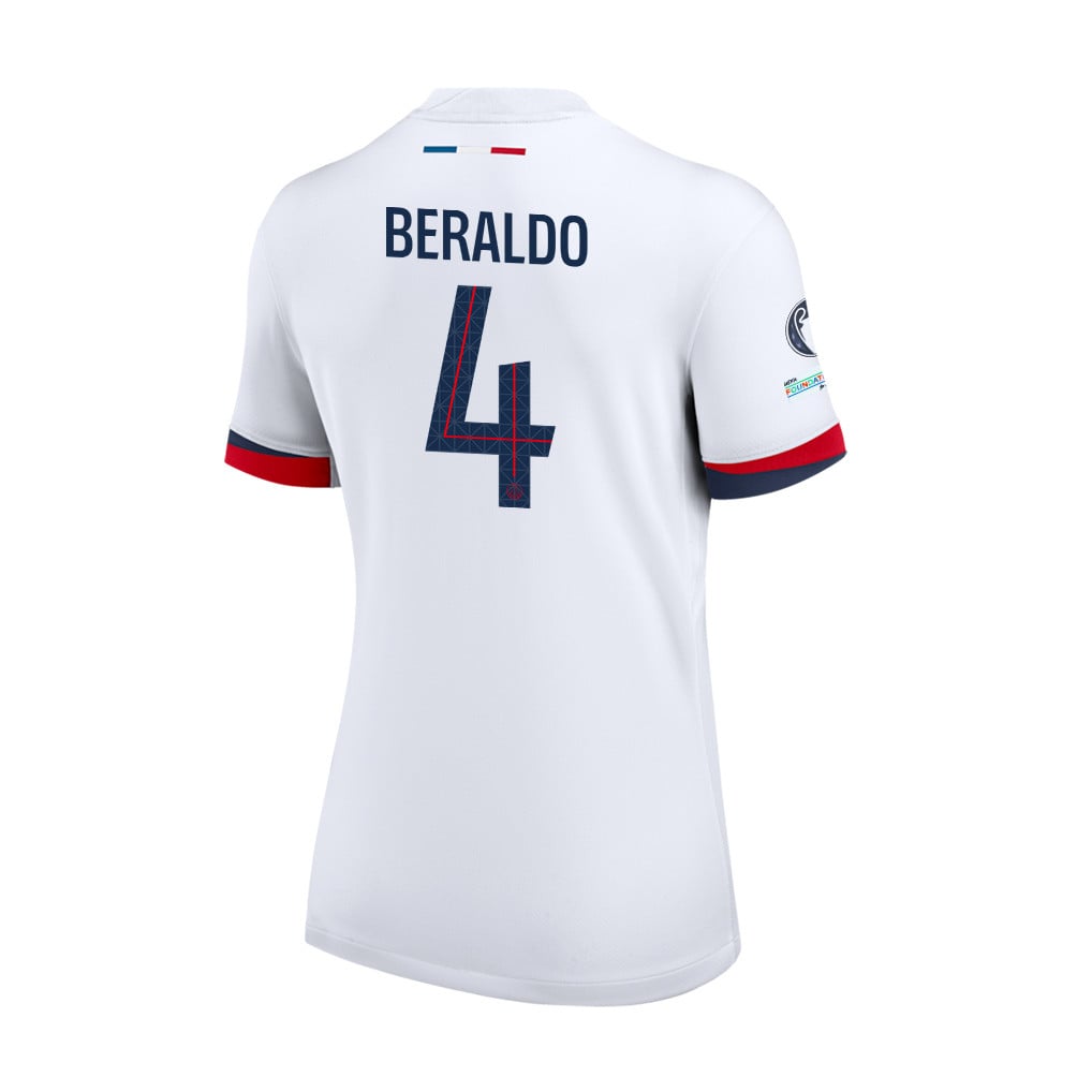 Lucas Beraldo 4 Paris Saint-Germain 25/26 Final Match Details Edition Away Jersey - Women, White