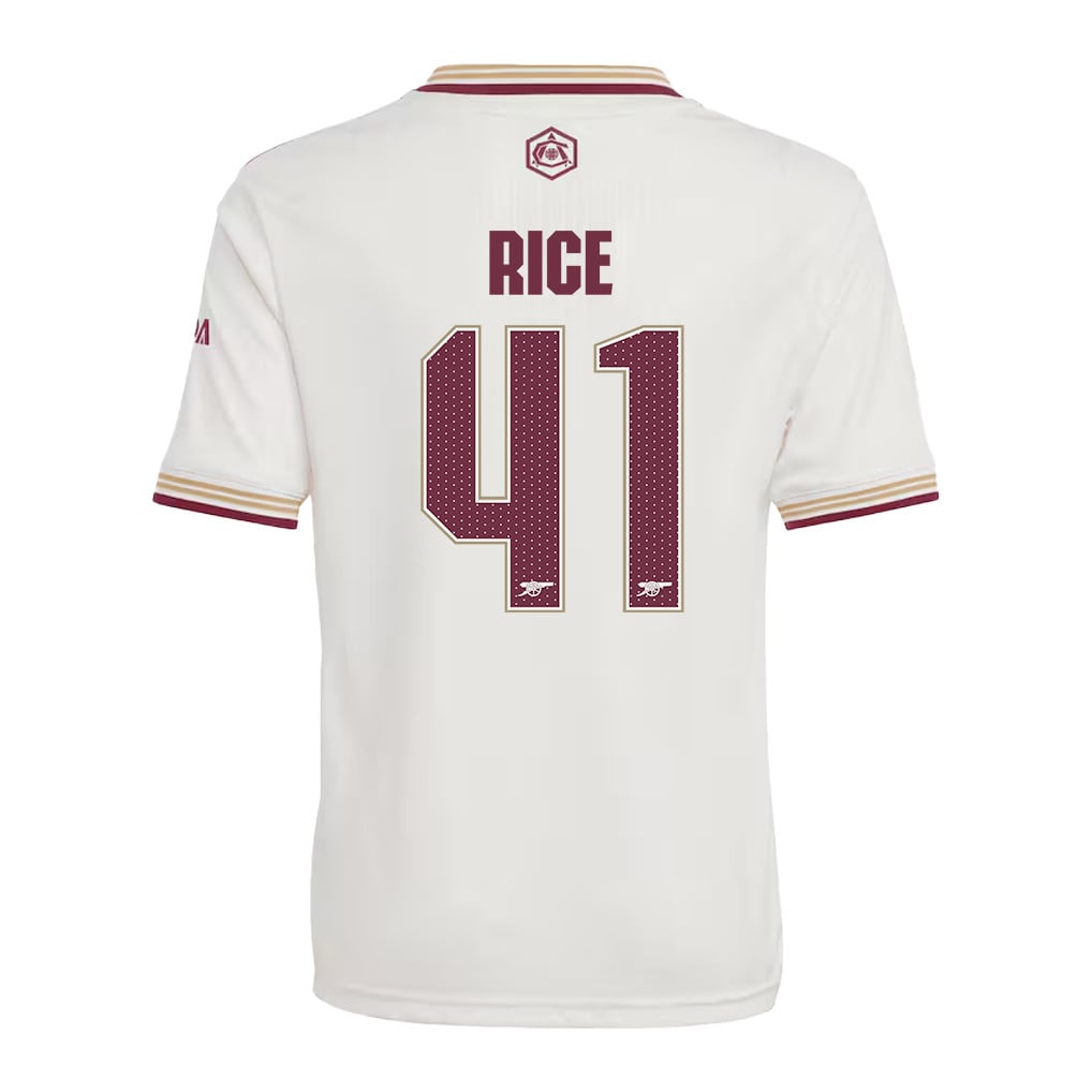 Declan Rice 41 Arsenal 25/26 Third YOUTH Jersey - White