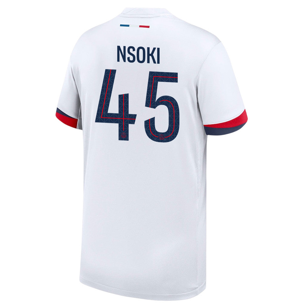 Noah Nsoki 45 Paris Saint-Germain 25/26 Away YOUTH Jersey - White