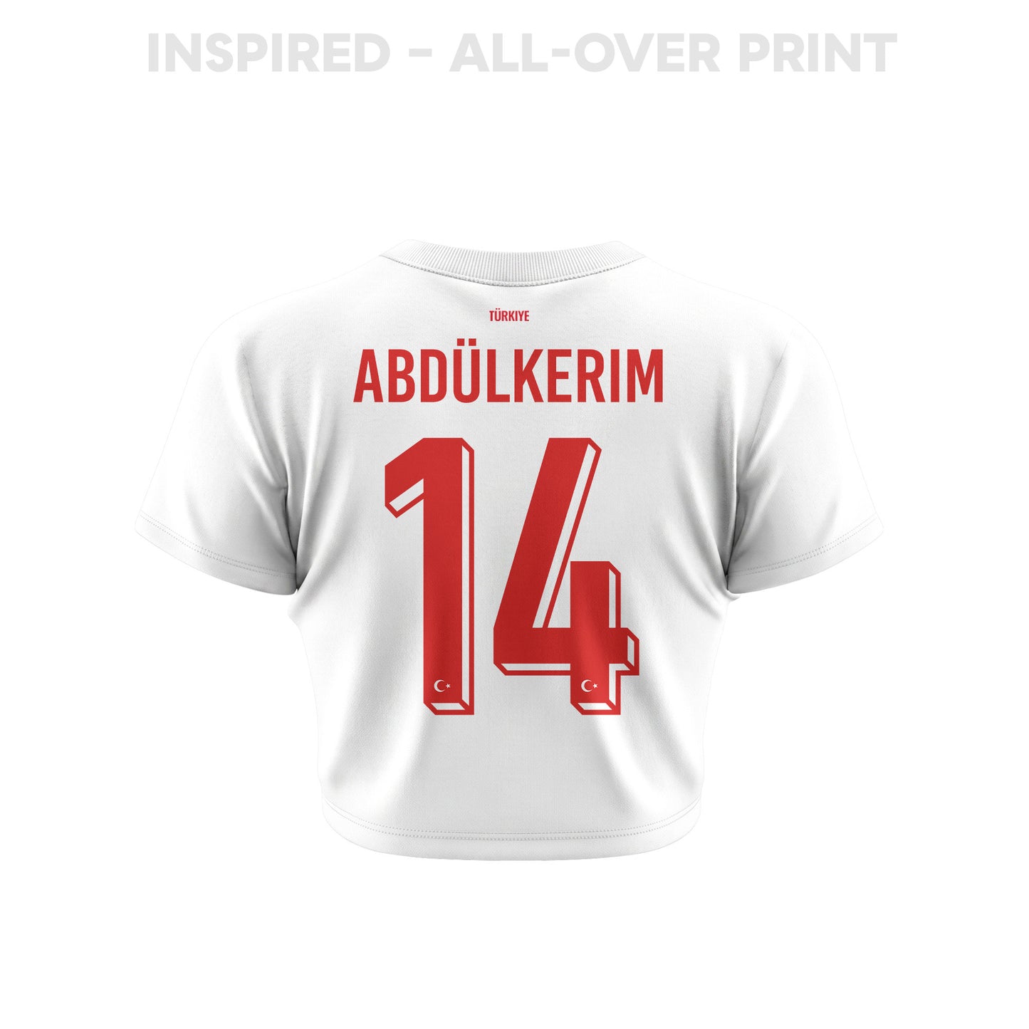 Abdulkerim Bardakci 14 Turkey 2026 Women's Away All-Over Print Cropped Jersey - White