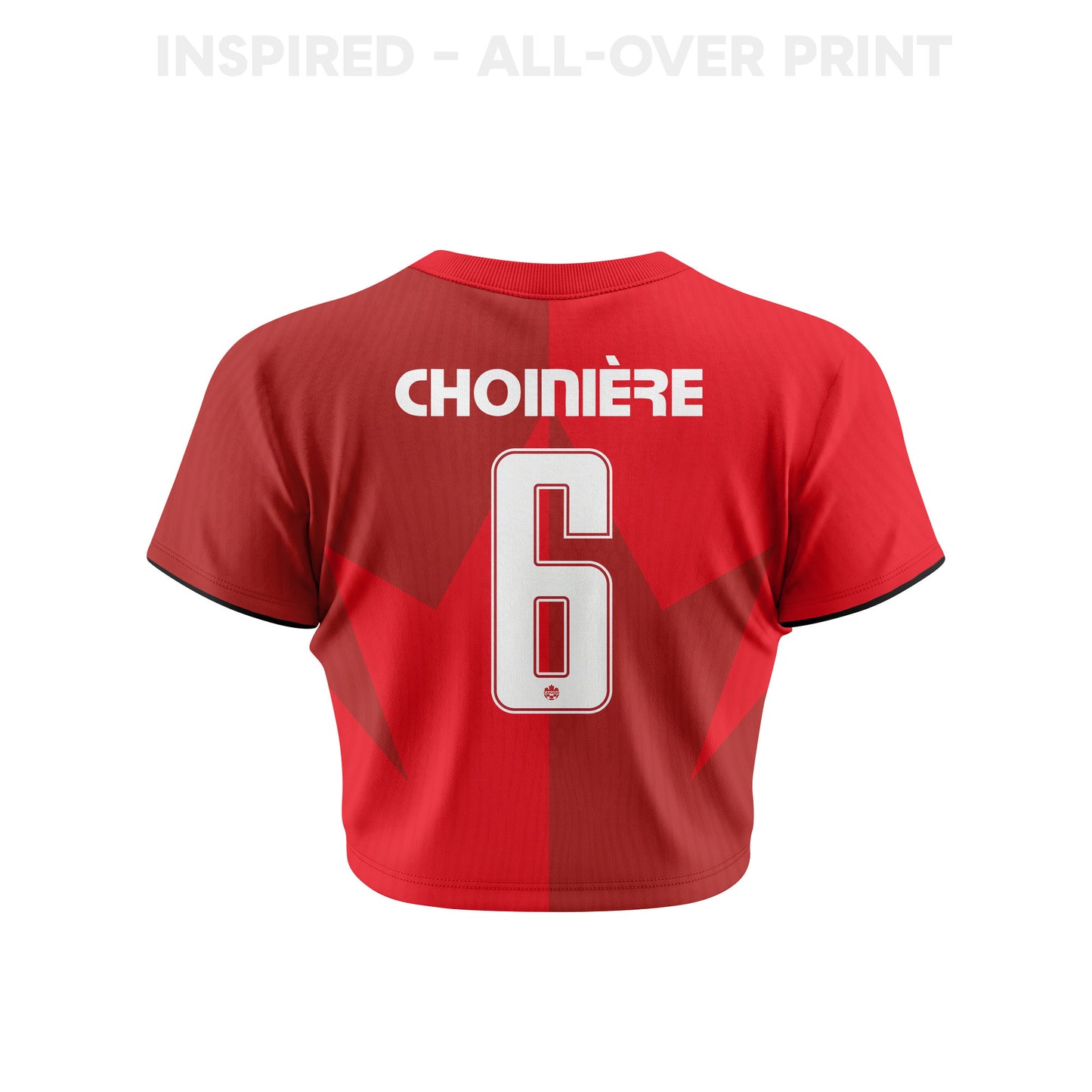 Mathieu Choinière 6 Canada 2026 Women's Home All-Over Print Cropped Jersey - Red