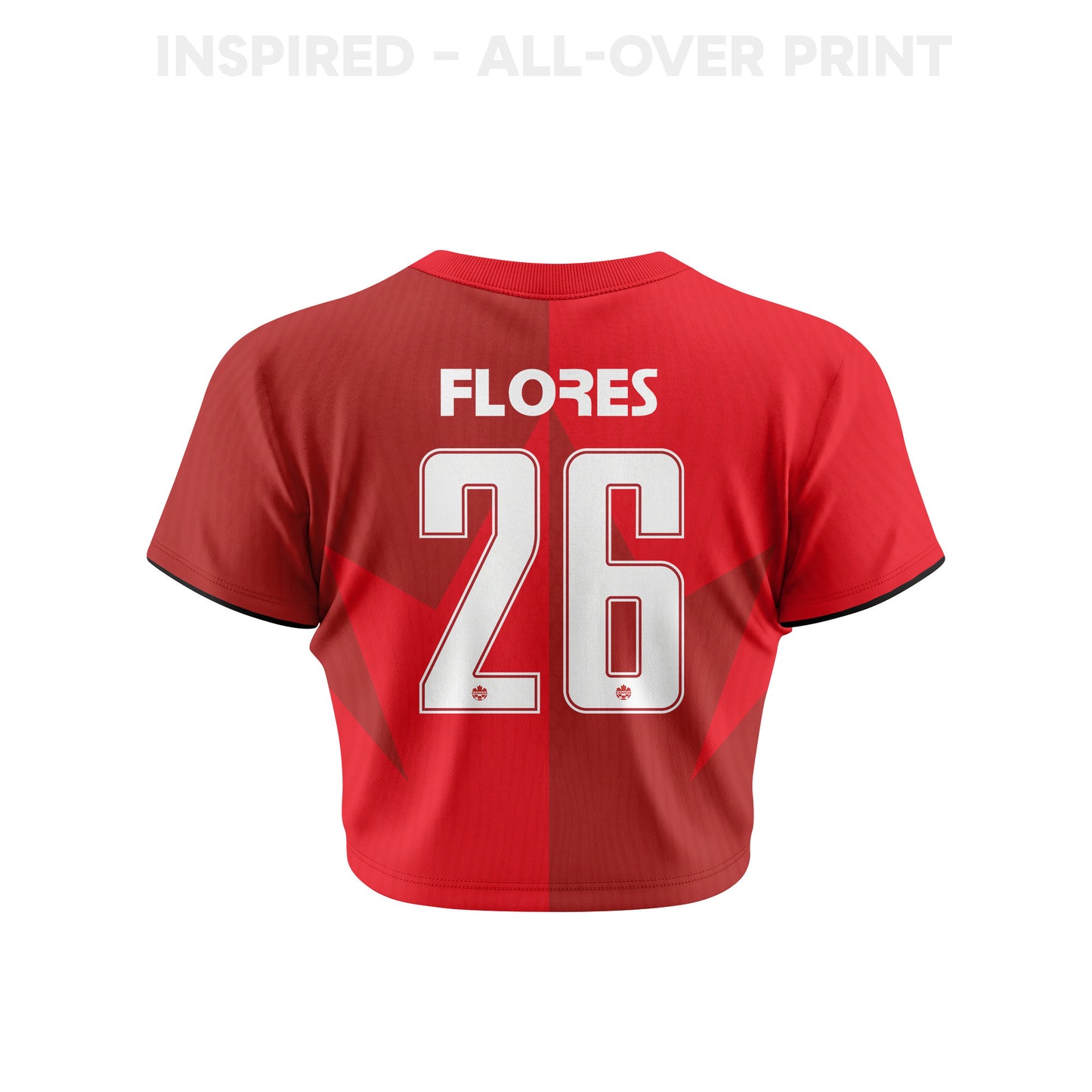 Marcelo Flores 26 Canada 2026 Women's Home All-Over Print Cropped Jersey - Red