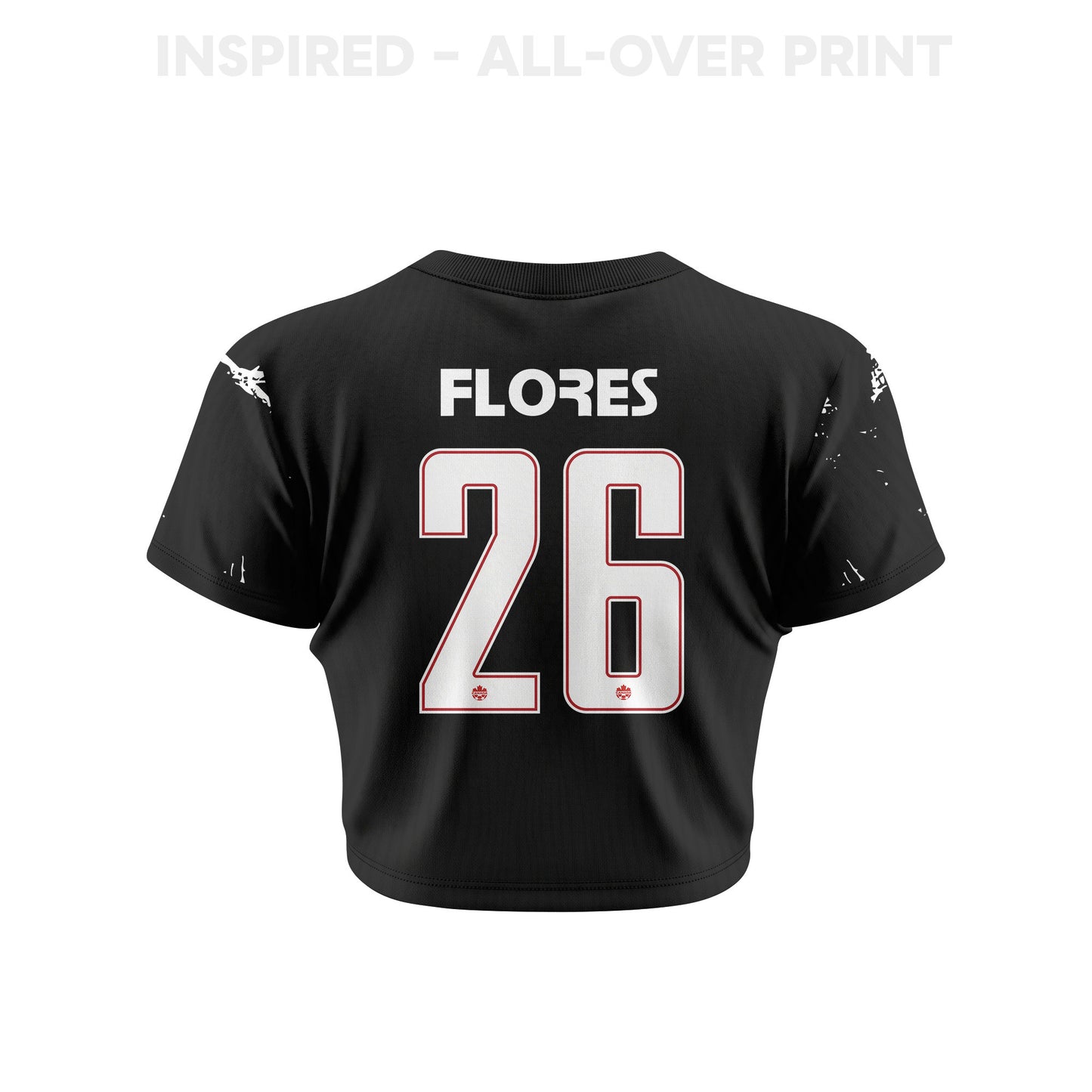 Marcelo Flores 26 Canada 2026 Women's Away All-Over Print Cropped Jersey - Black