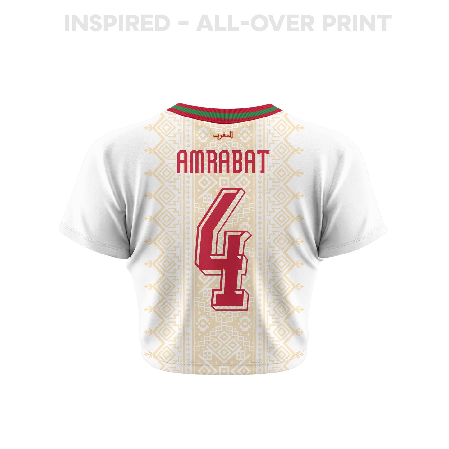 Sofyan Amrabat 4 Morocco 2026 Women's Away All-Over Print Cropped Jersey - White