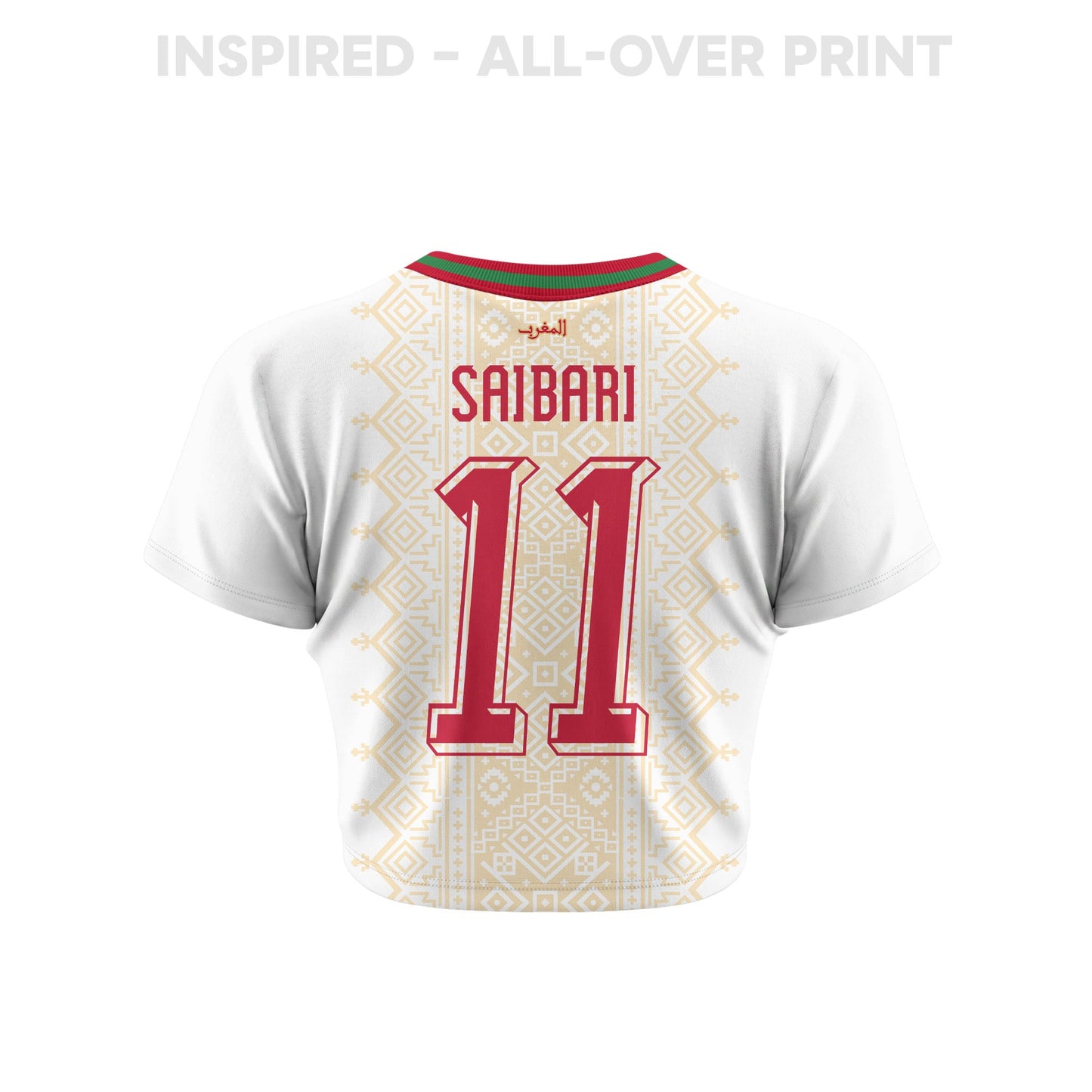 Ismael Saibari 11 Morocco 2026 Women's Away All-Over Print Cropped Jersey - White