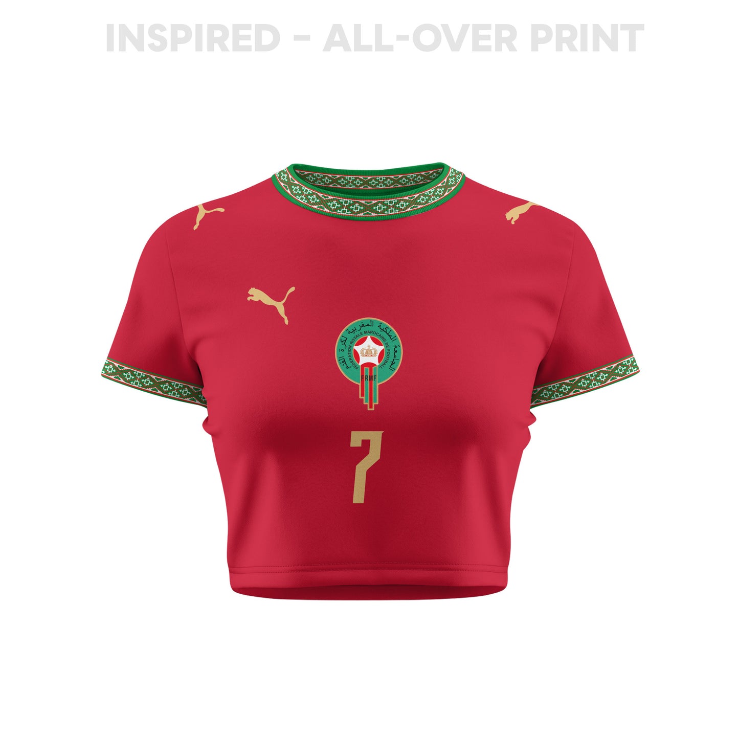Chemsdine Talbi 7 Morocco 2026 Women's Home All-Over Print Cropped Jersey - Red