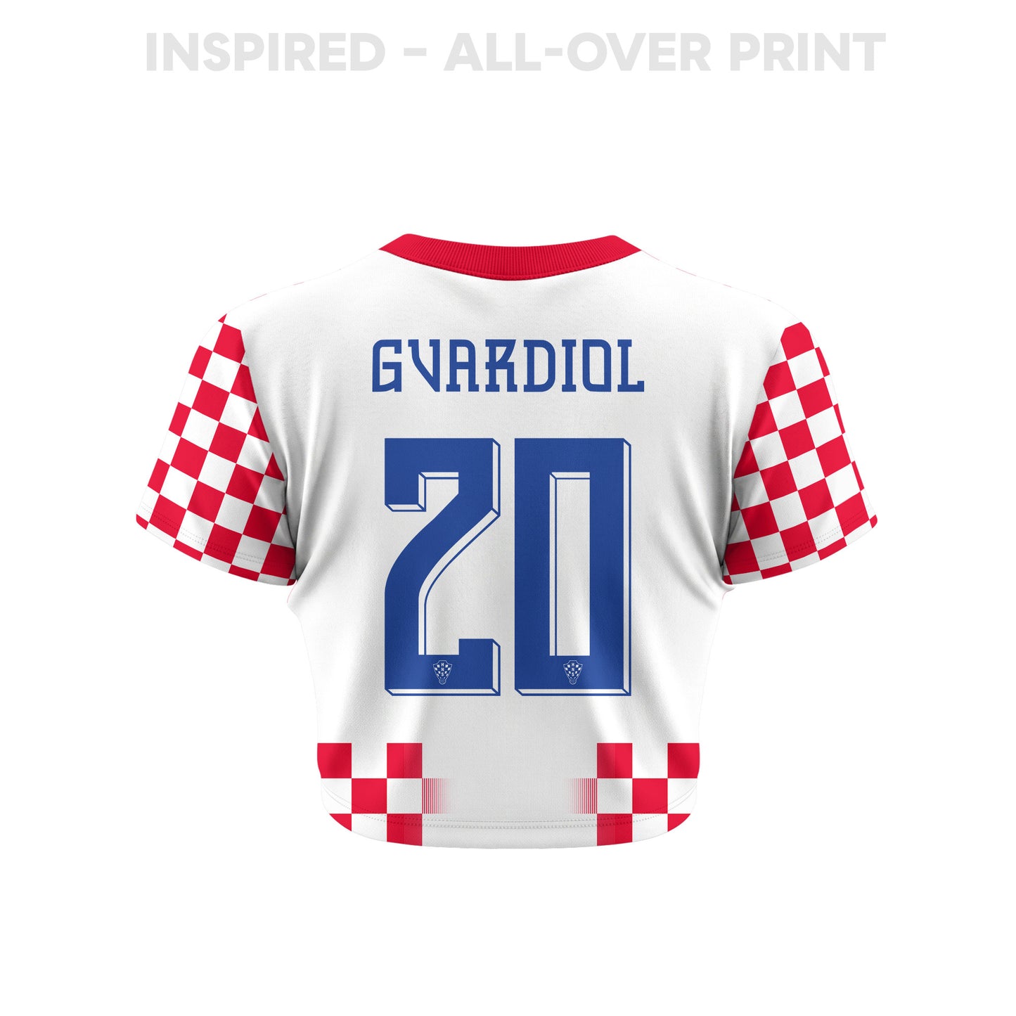 Joško Gvardiol 20 Croatia 2026 Women's Home All-Over Print Cropped Jersey - White