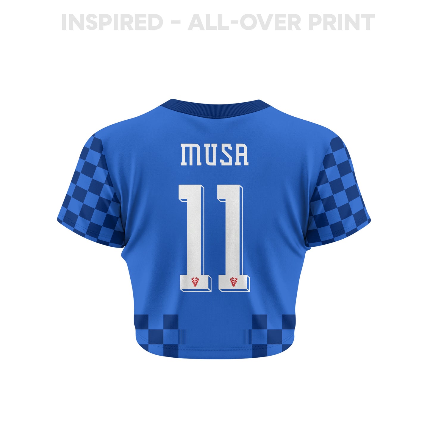 Petar Musa 11 Croatia 2026 Women's Away All-Over Print Cropped Jersey - Blue