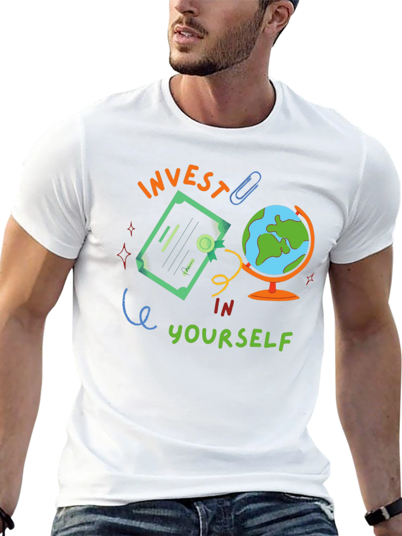 Invest In Yourself Graphic Tee - Motivational Black T-Shirt