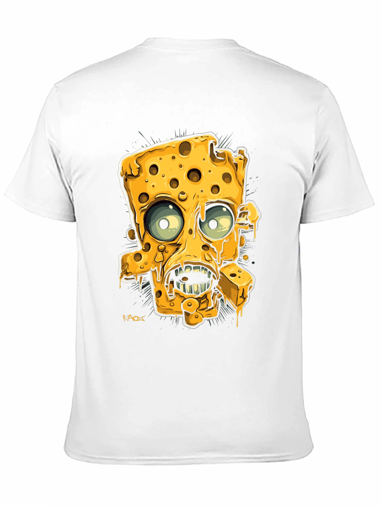 Cartoon Cheese Character Black Graphic Tee