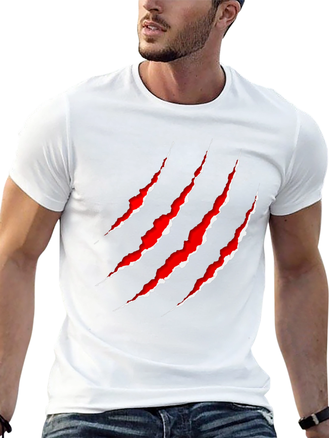 Claw Mark Graphic Print T-Shirt - Edgy Style