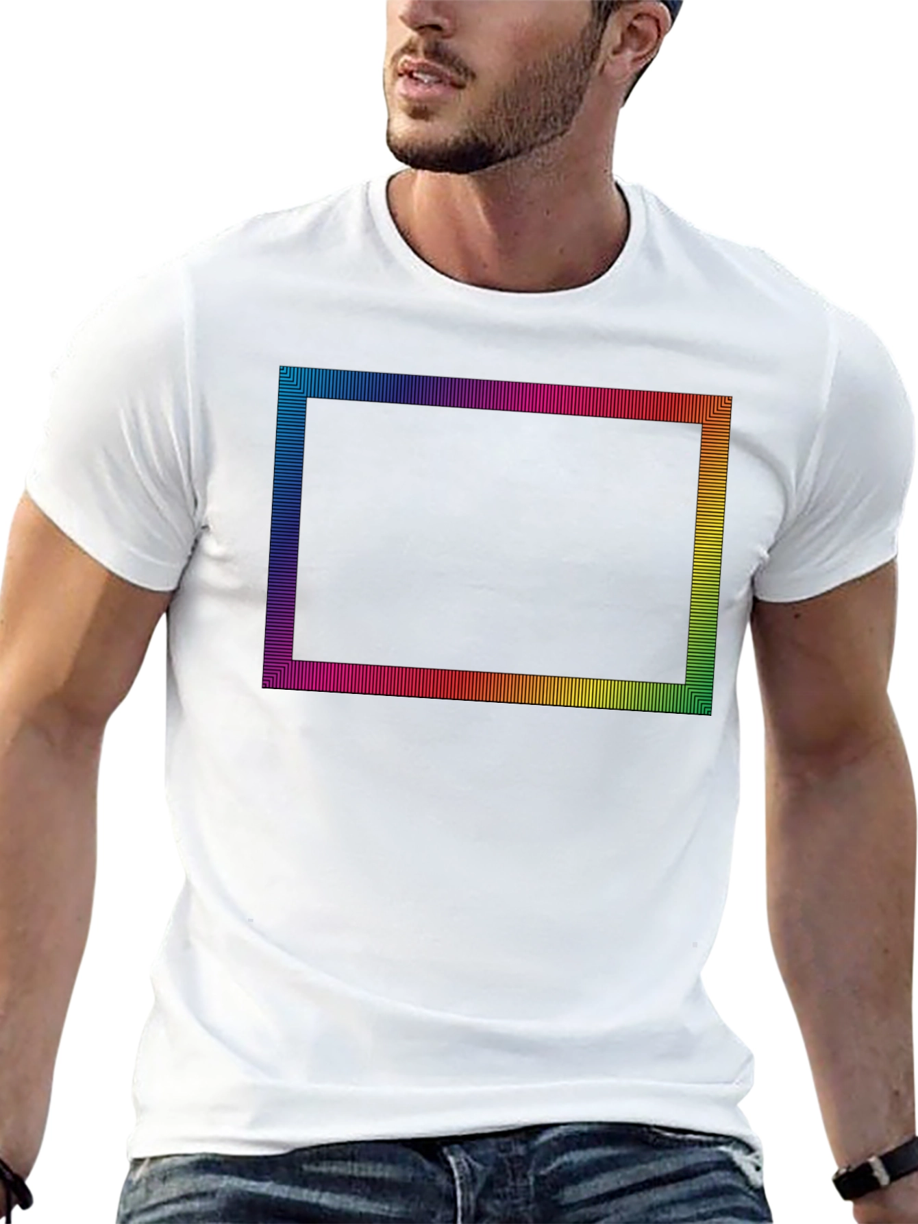 Retro Rainbow Frame Black Tee
