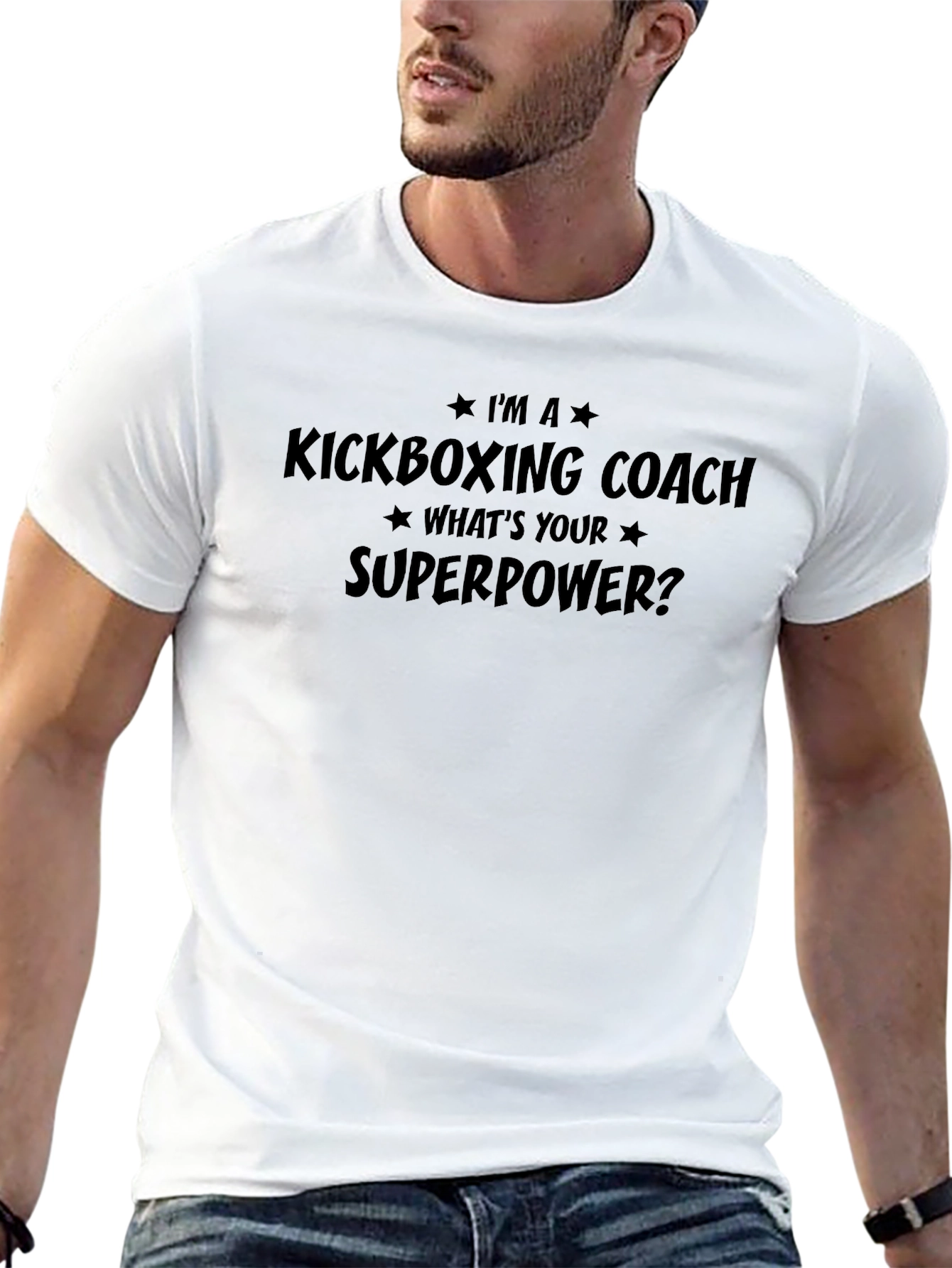 Kickboxing Coach Superpower Black T-Shirt