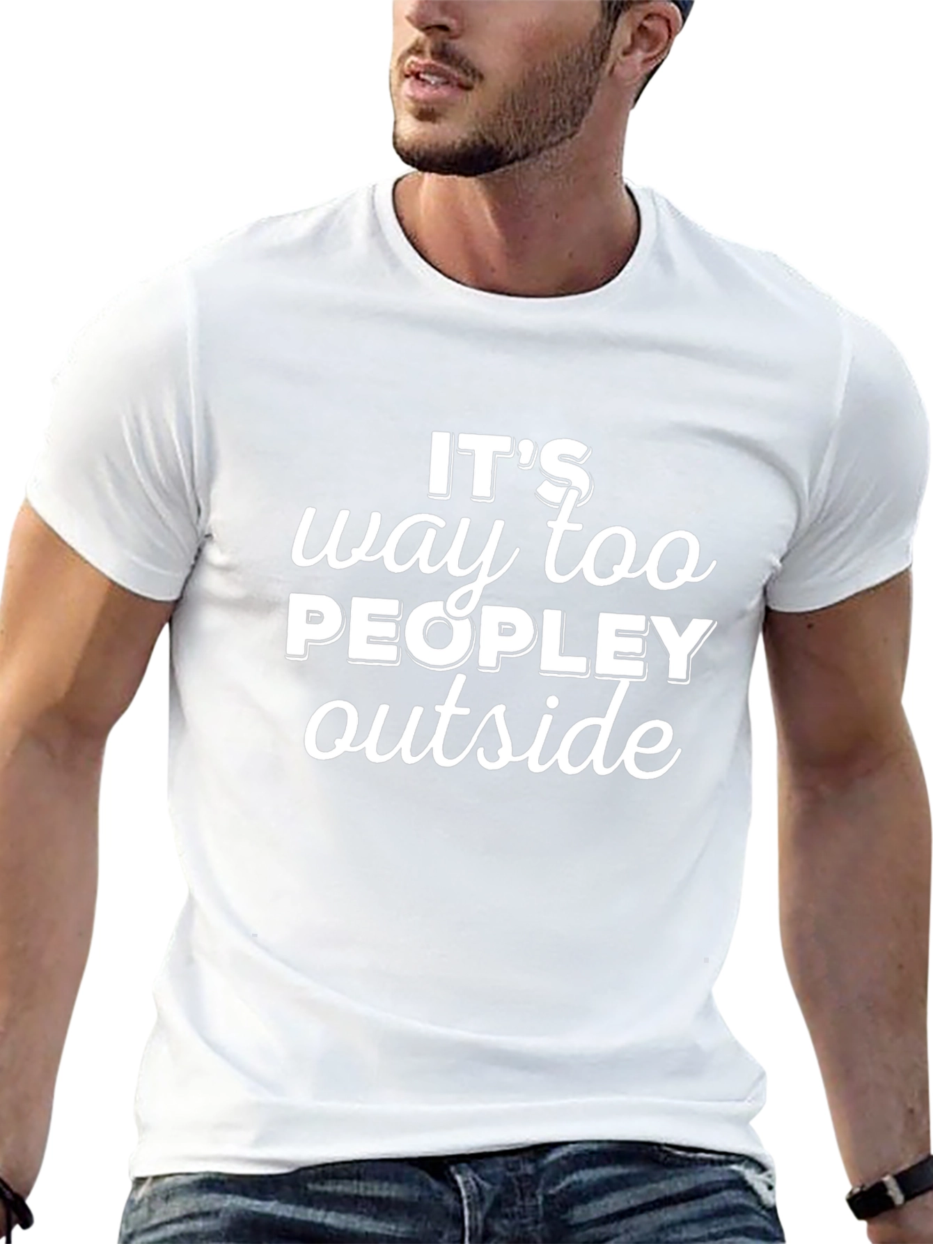 Funny Its Way Too Peopley Outside Black T-Shirt