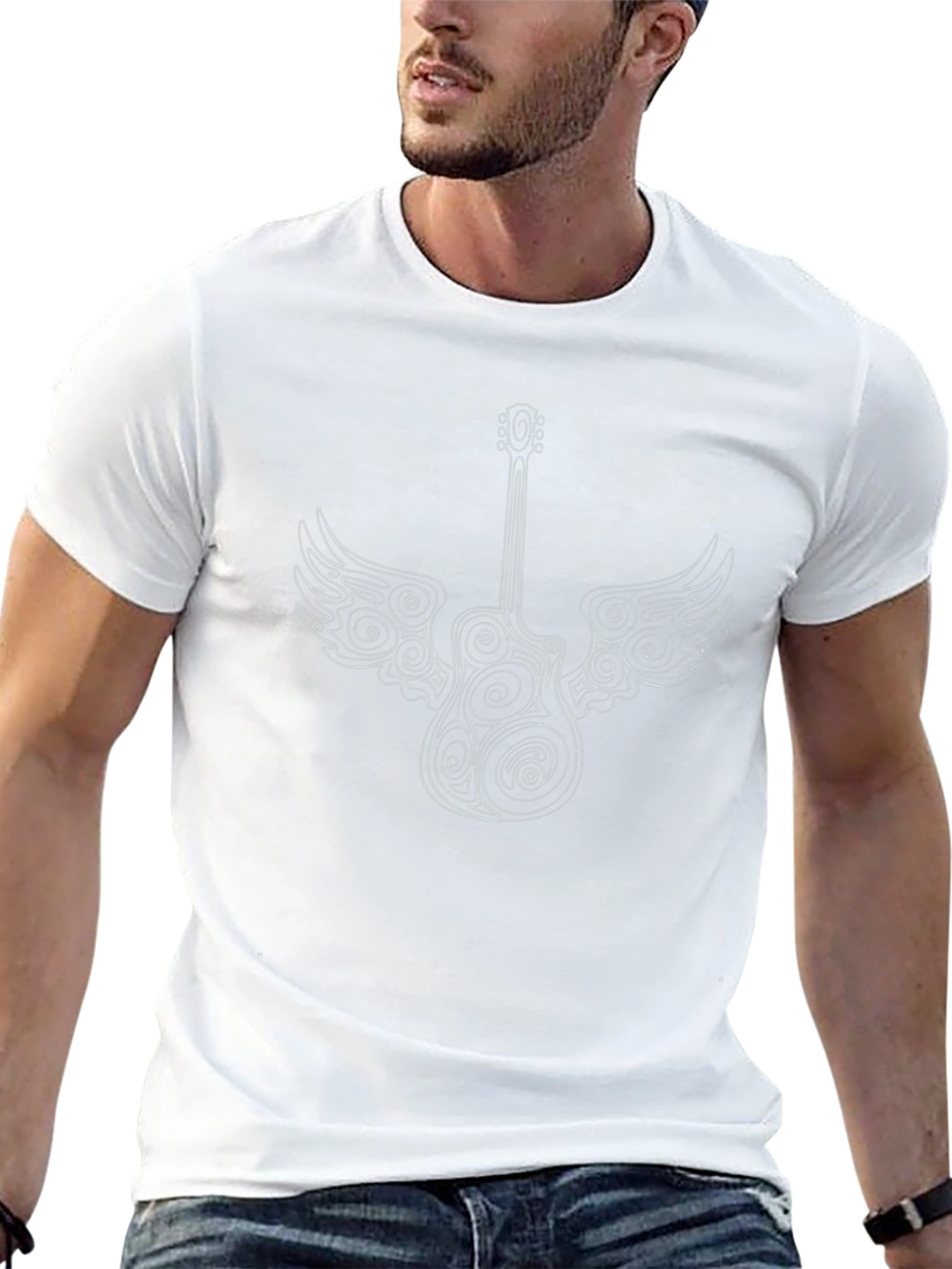 Black Guitar Wings Graphic Tee