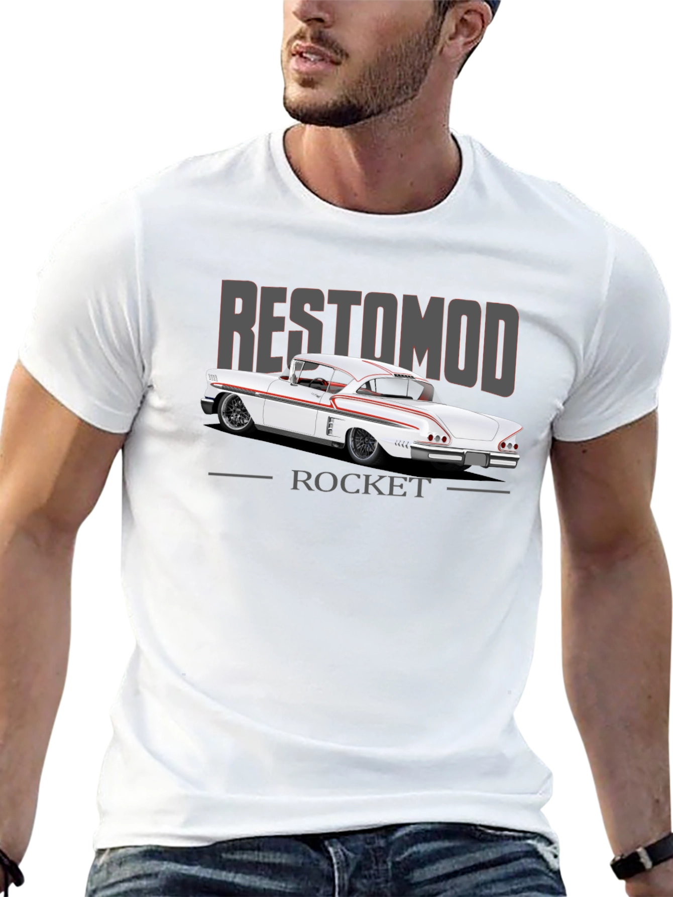 Restomod Rocket T-Shirt: Classic Car Design