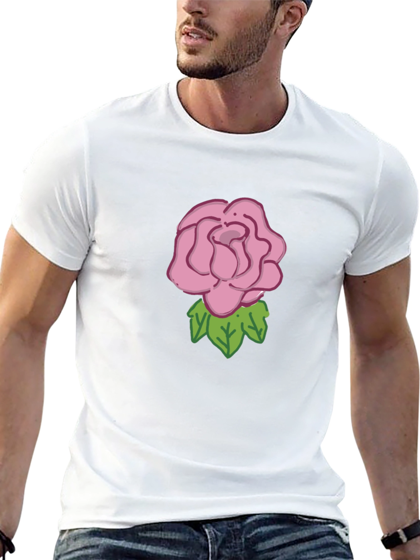 Rose Graphic Tee - Black Cotton Casual Wear