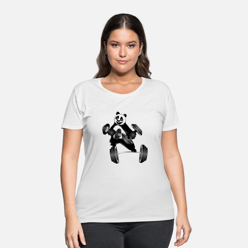 Bodybuilder panda bear with dumbbells training