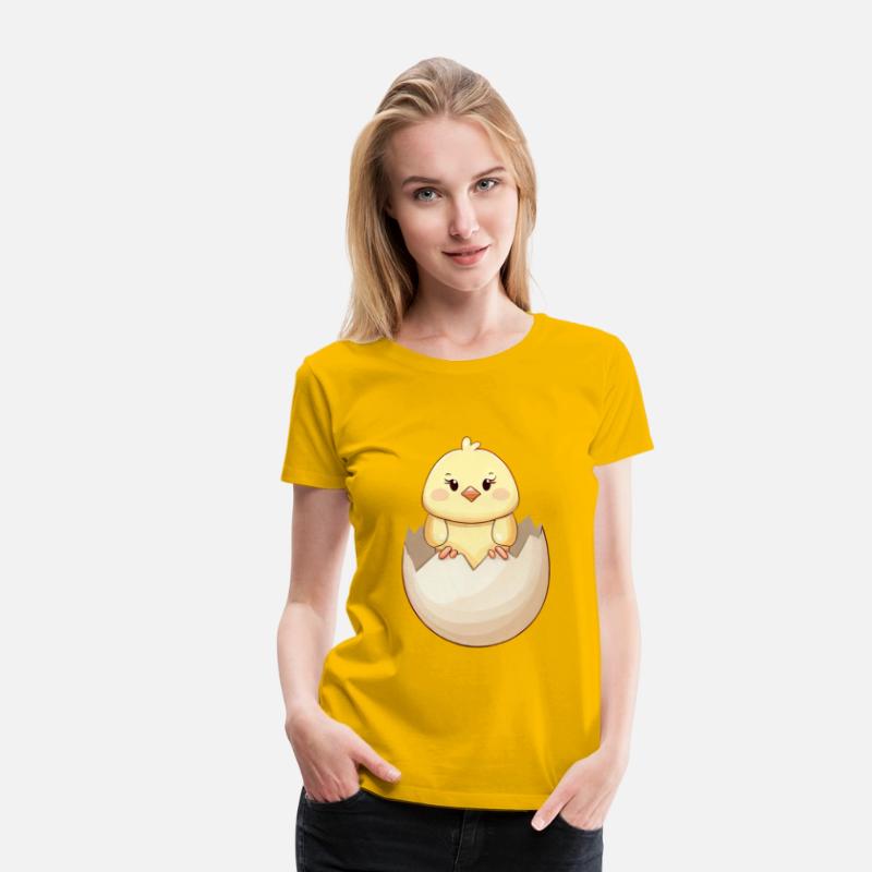 cute Kawaii Chick, Hatching from Eggshell